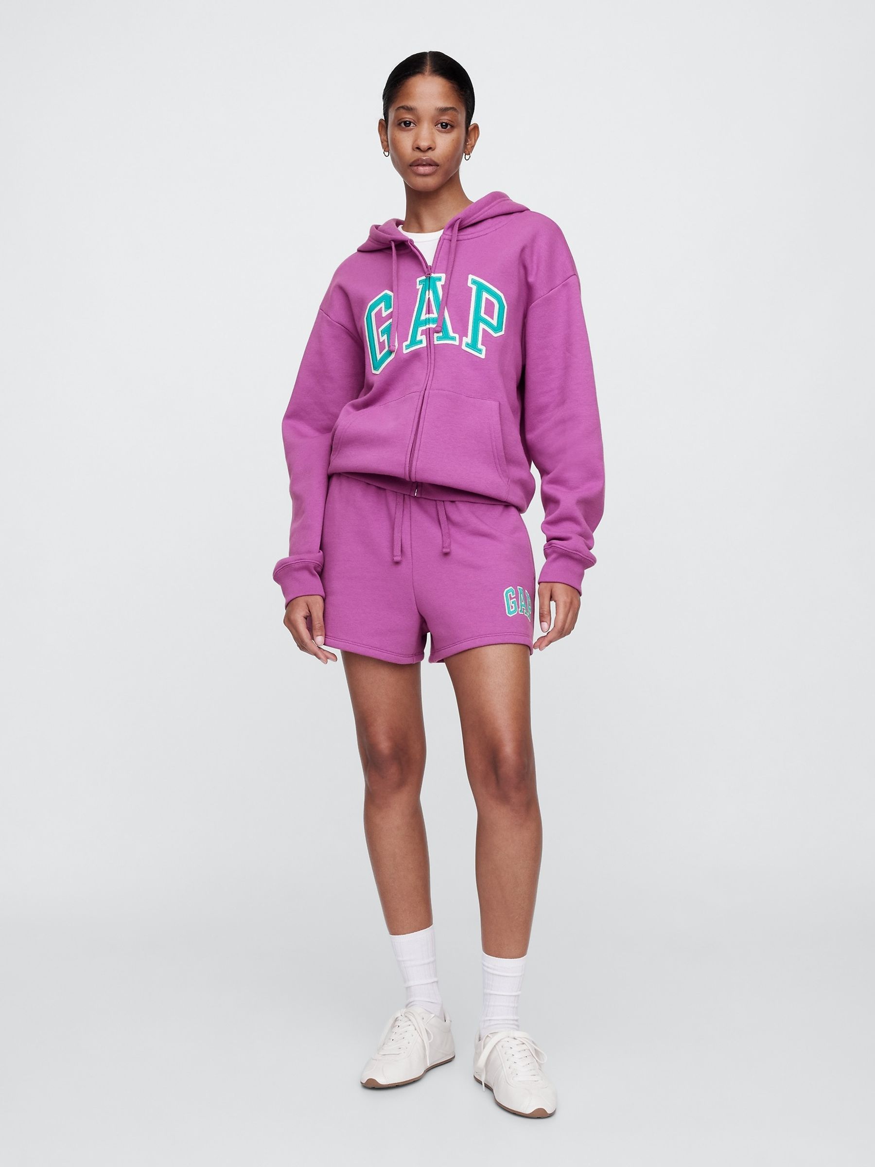 Purple Zip Up Relaxed Logo Hoodie - Image 3 of 5