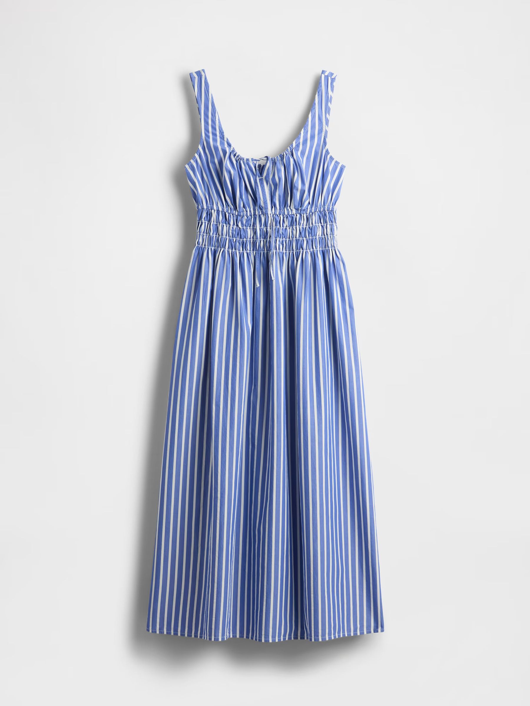 Blue Stripe Poplin Smocked Midi Dress - Image 4 of 5