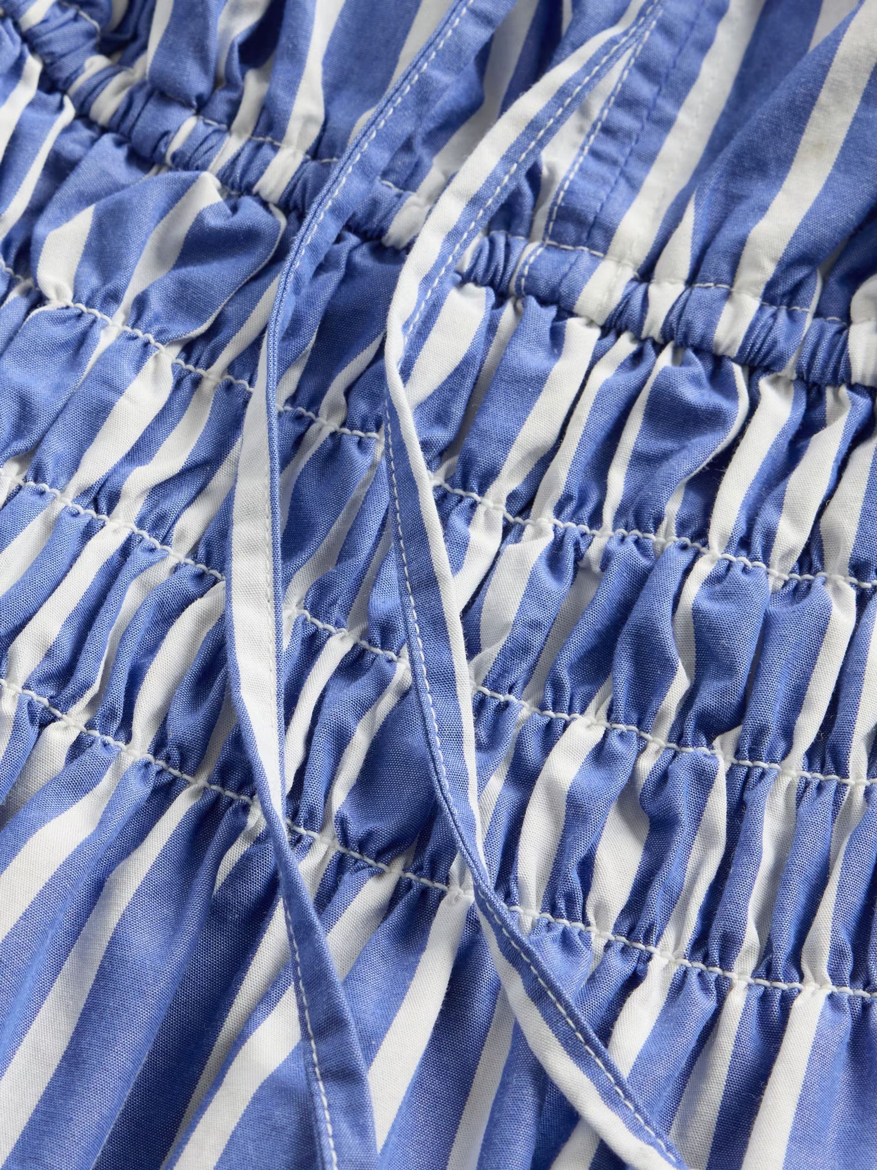 Blue Stripe Poplin Smocked Midi Dress - Image 5 of 5