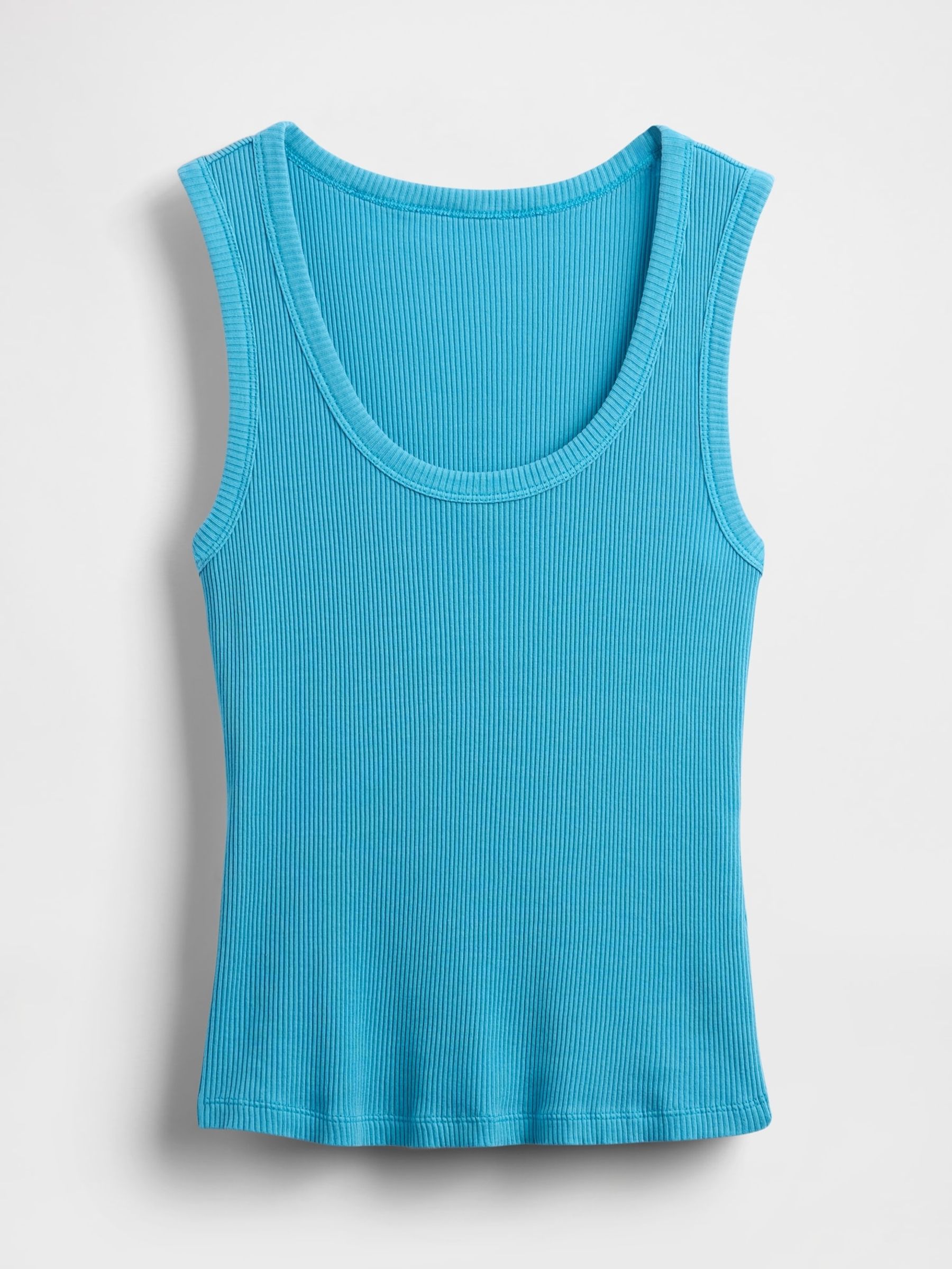 Blue Neon Ribbed Knit Cotton Stretch Scoop Vest - Image 5 of 5