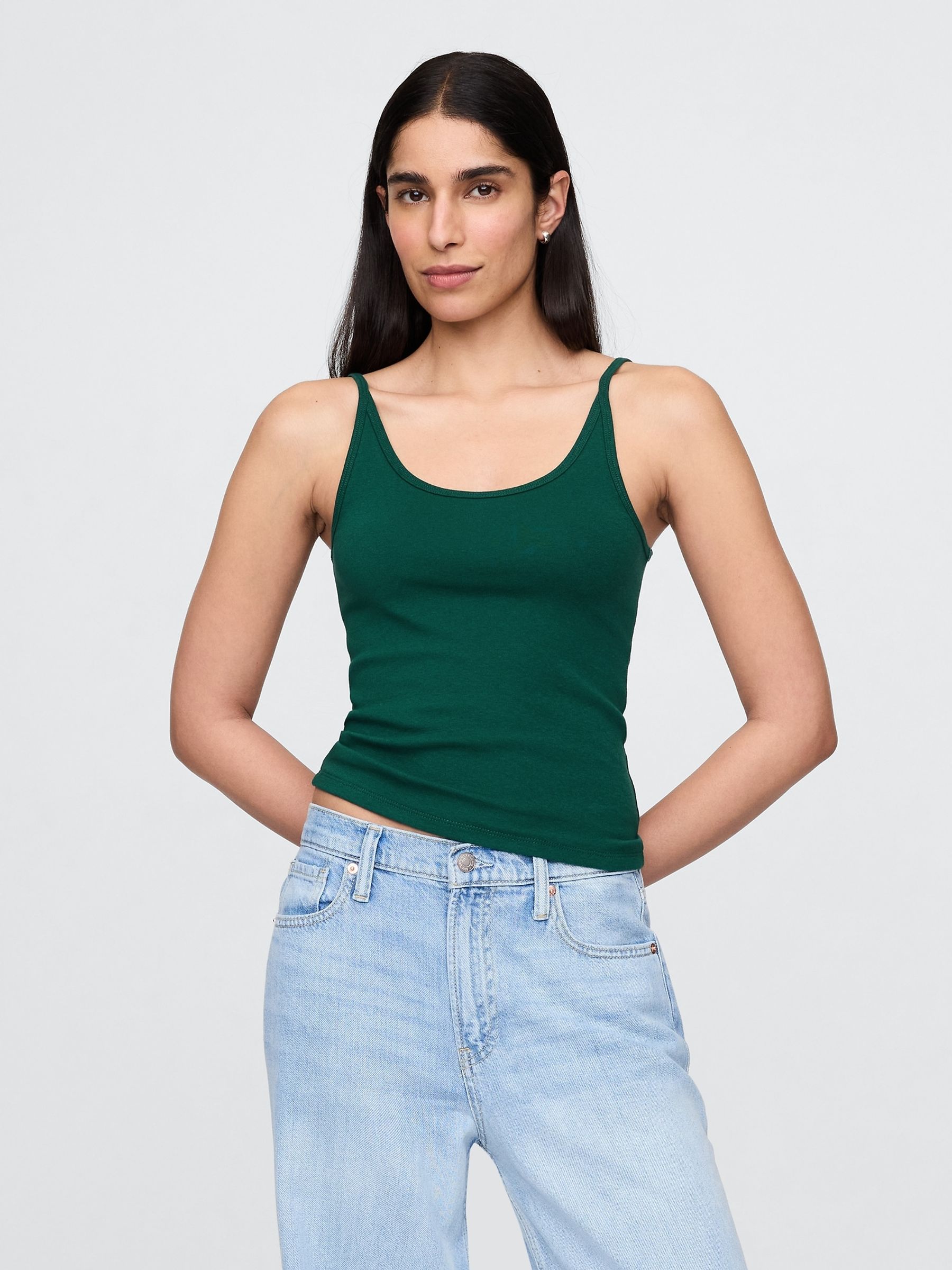 Green Modern Cropped Cami Top - Image 1 of 5