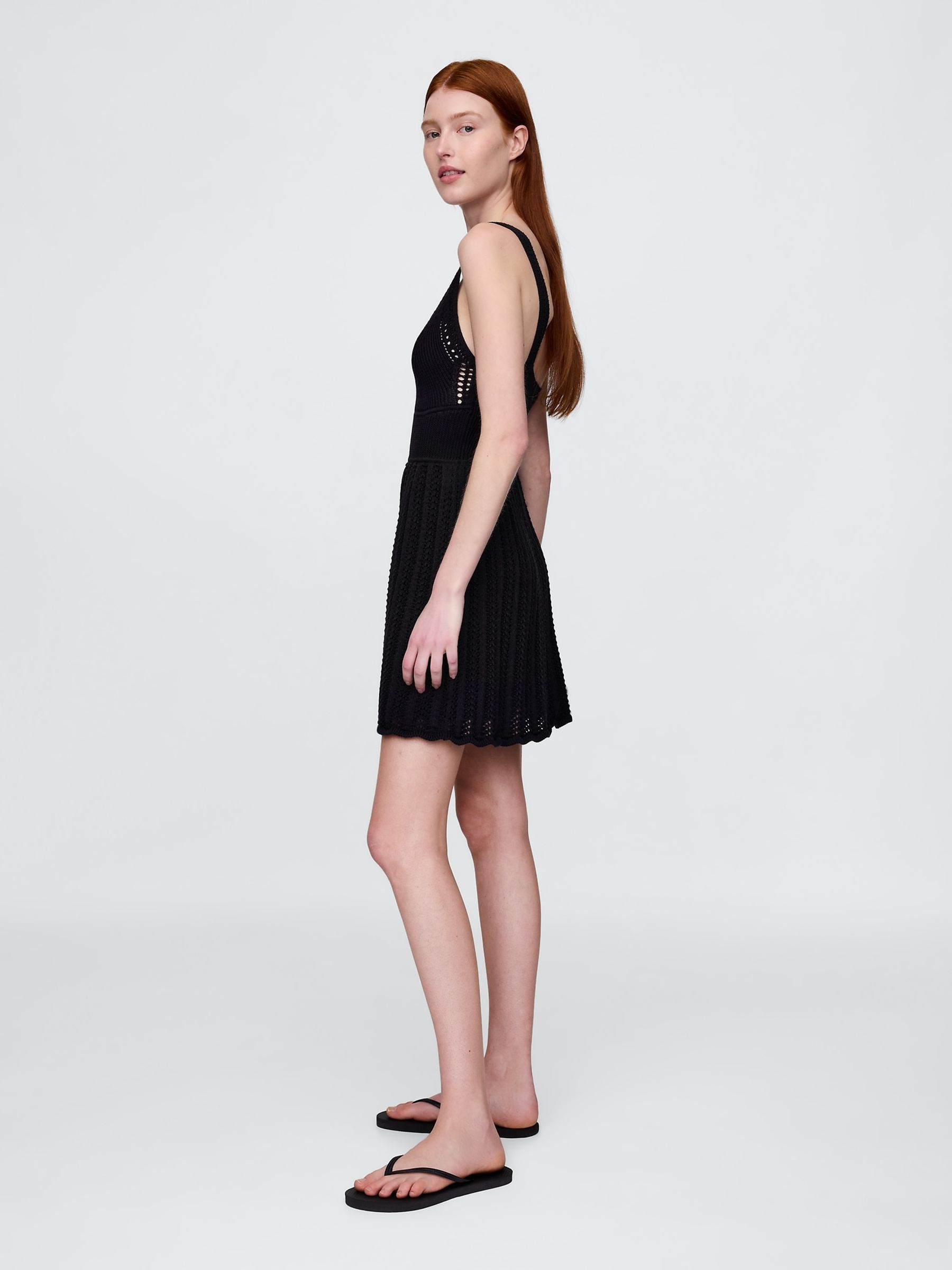 Black Crochet Sleeveless Mini Dress - Image 3 of 5