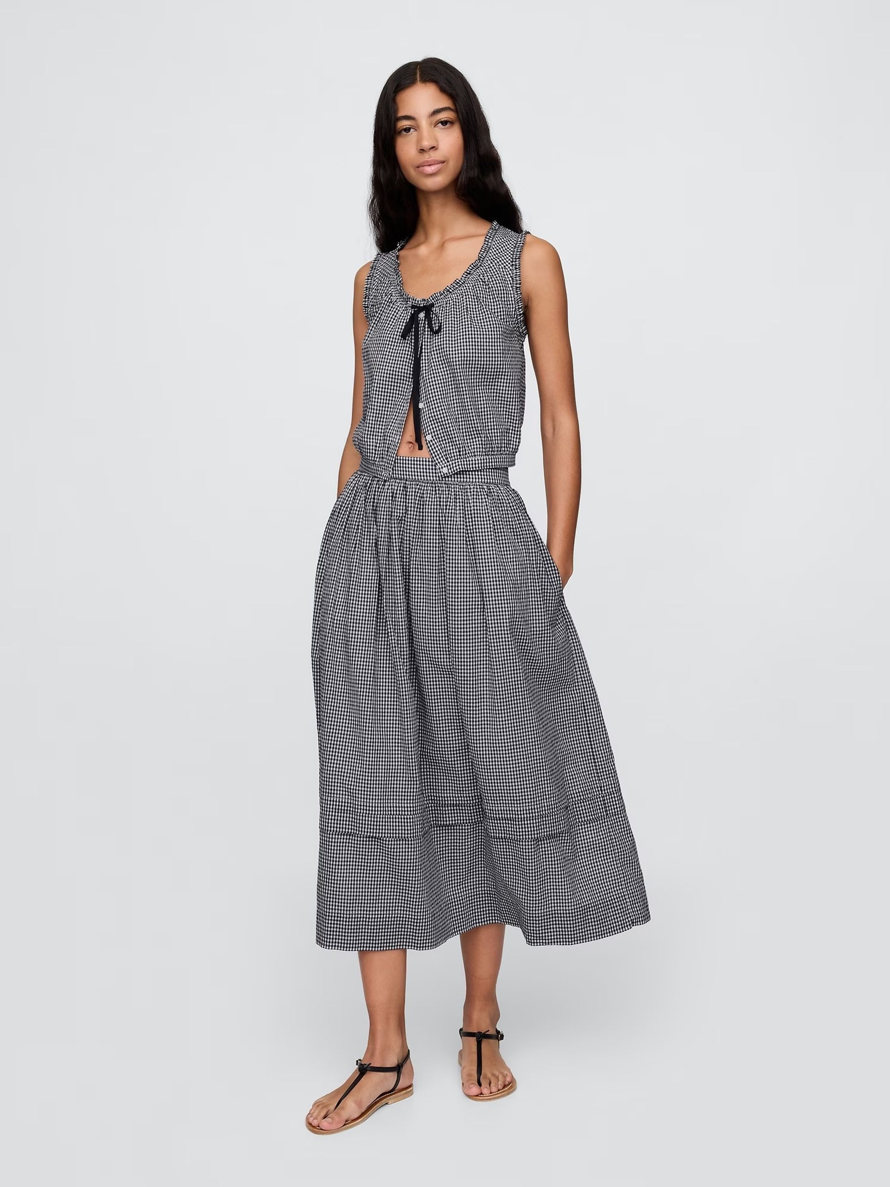 Blue DÔEN Gingham Maxi Skirt - Image 1 of 5