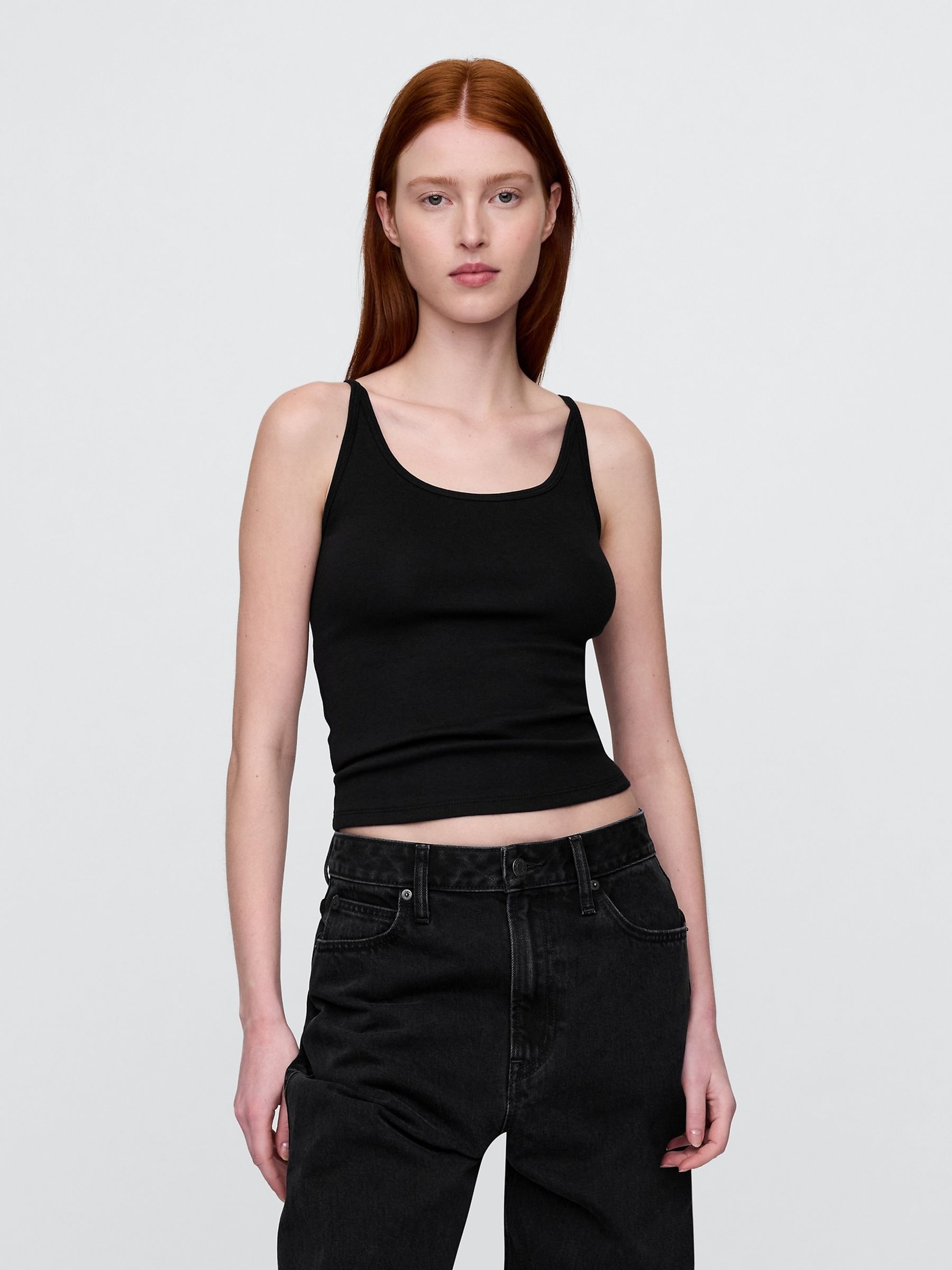 Black Modern Cropped Cami Top - Image 1 of 4