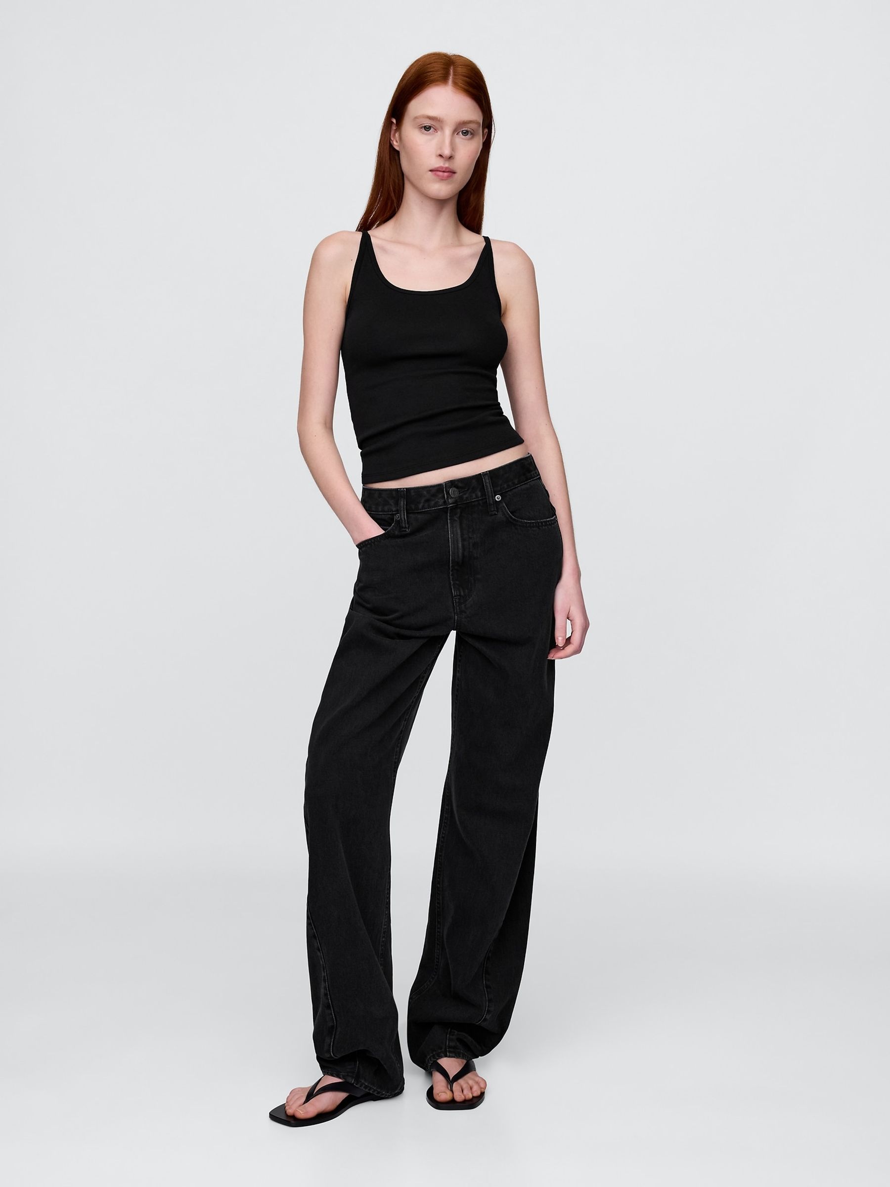Black Modern Cropped Cami Top - Image 3 of 4