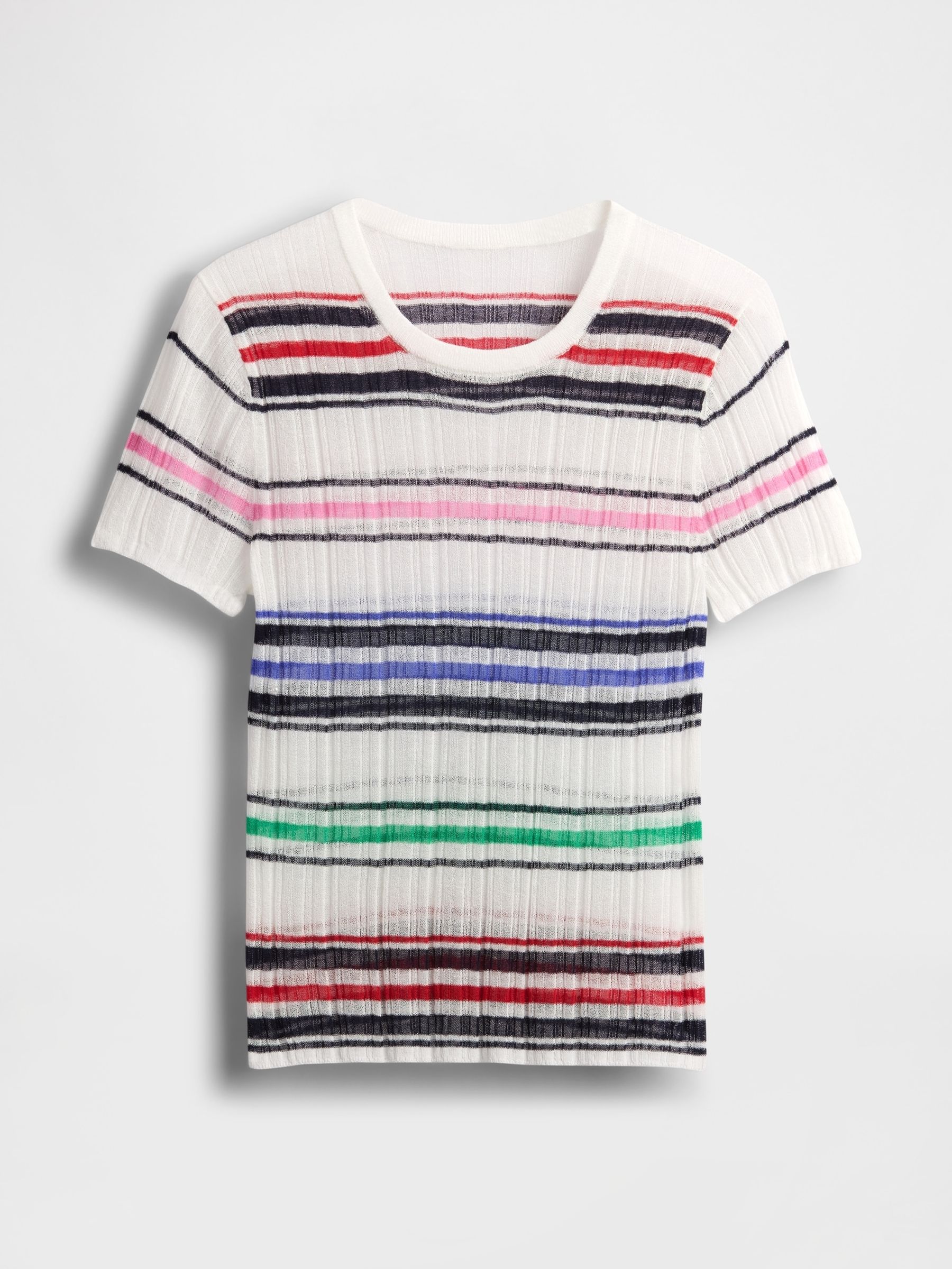White Multi Sheer Rib T-Shirt - Image 6 of 7