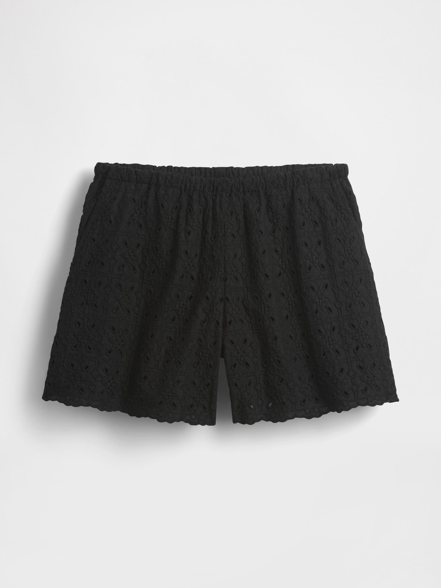 Black High Rise Eyelet Easy Shorts - Image 5 of 5