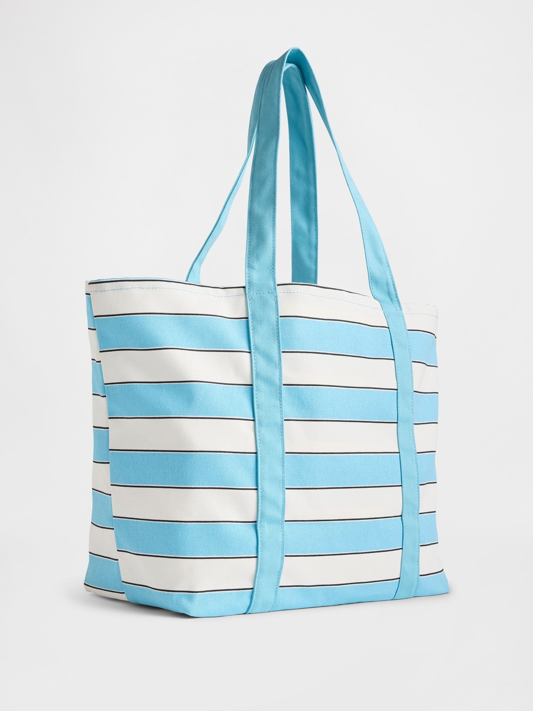 Blue & White Canvas Stripe Tote Bag - Image 2 of 4