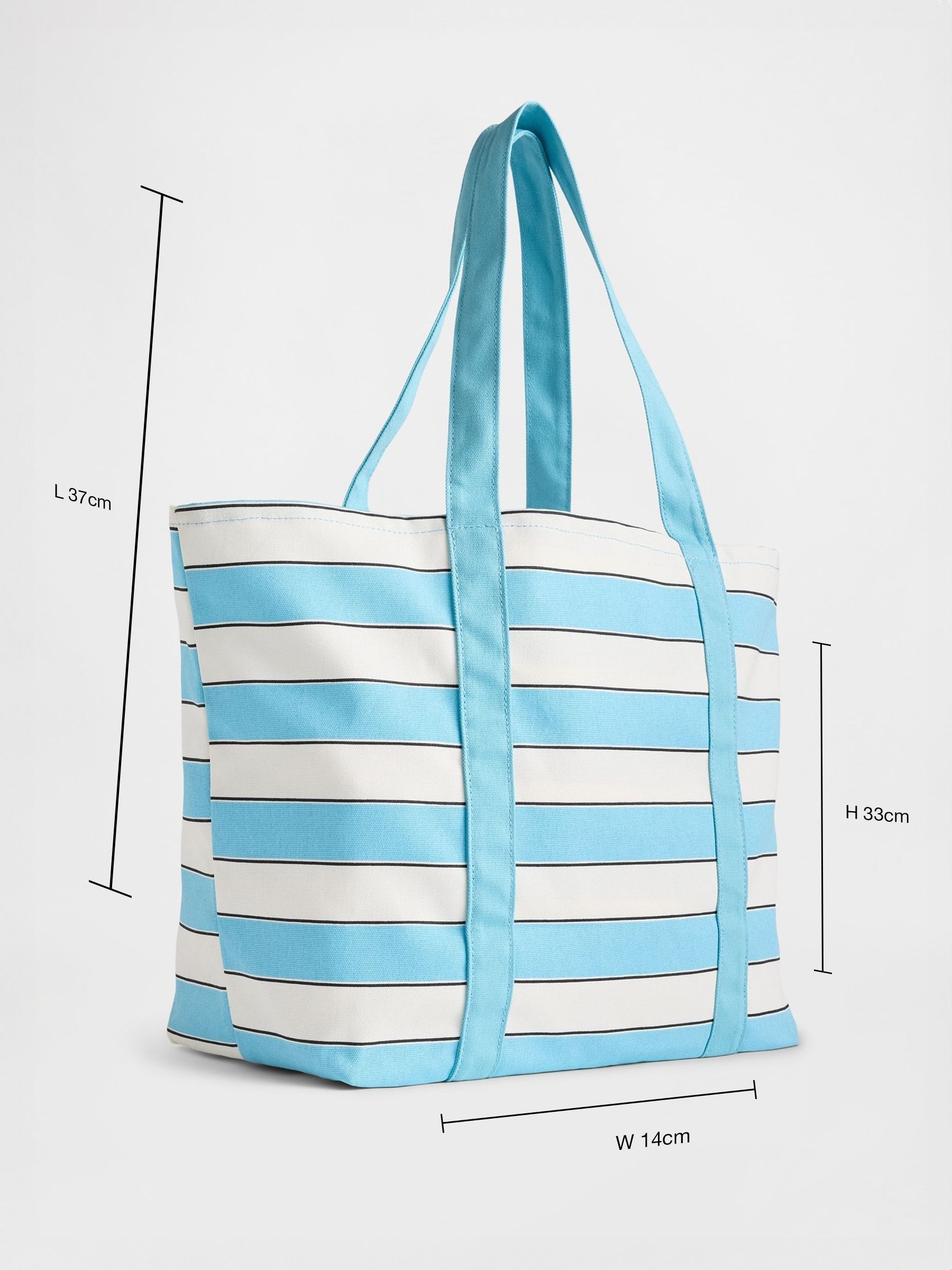 Blue & White Canvas Stripe Tote Bag - Image 4 of 4