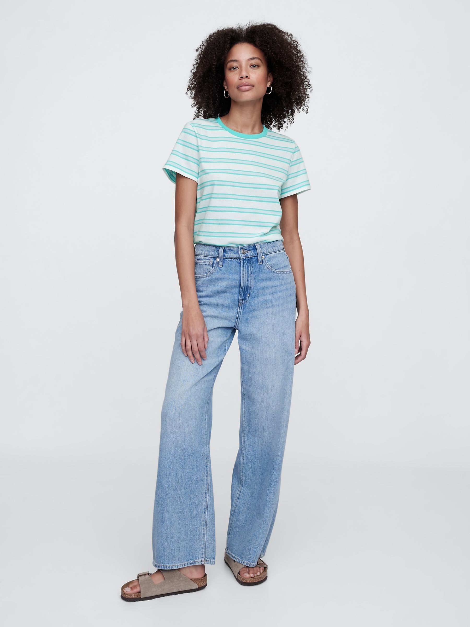 Light Blue Stripe Favourite Crew Neck Short Sleeve T-Shirt - Image 3 of 5
