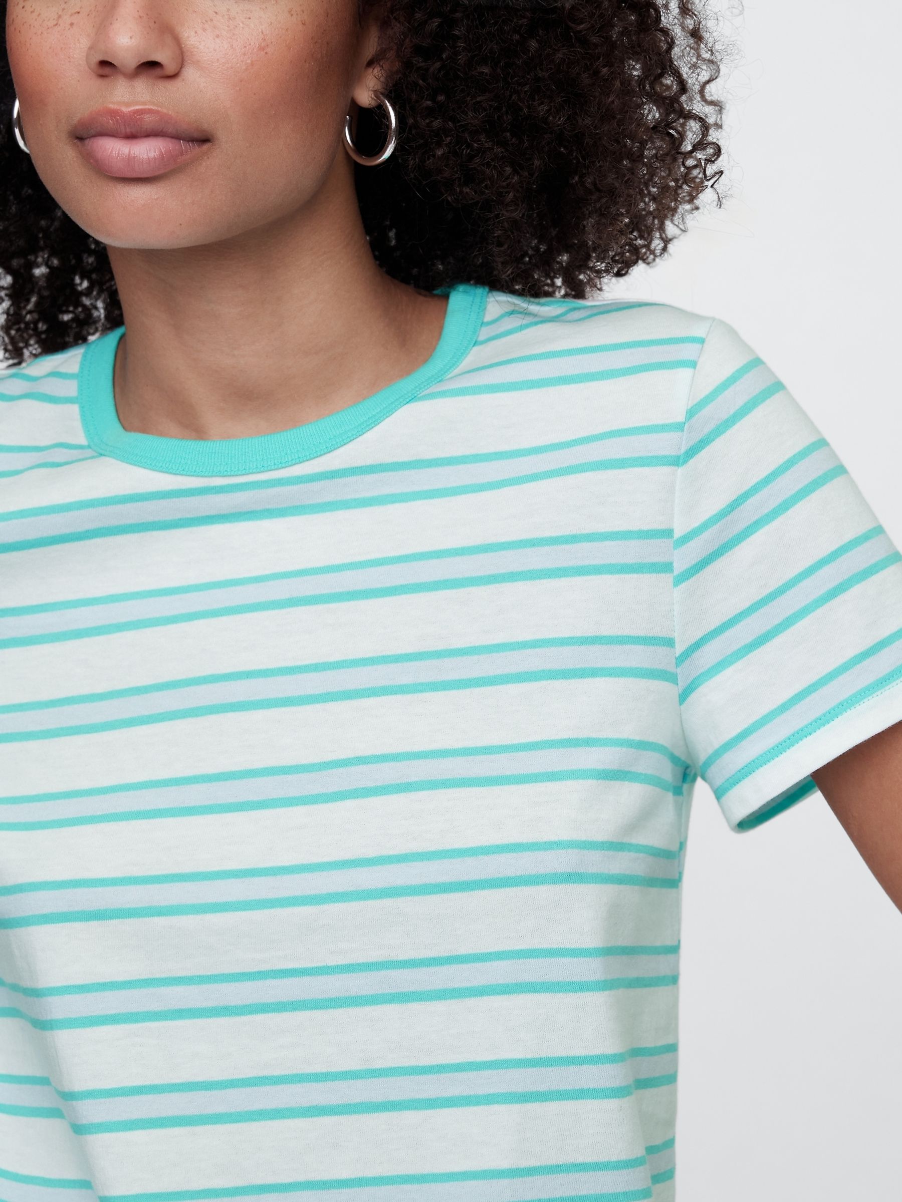 Light Blue Stripe Favourite Crew Neck Short Sleeve T-Shirt - Image 4 of 5