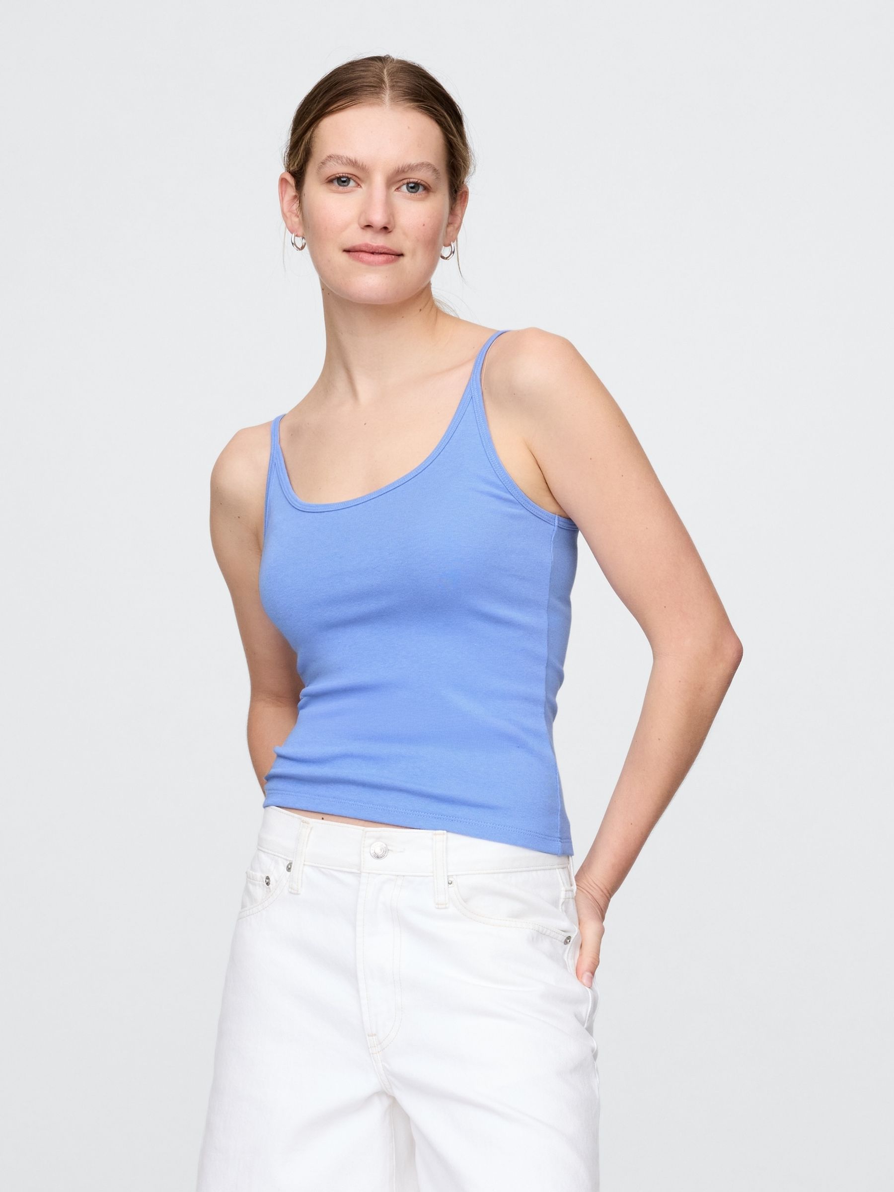 Blue Modern Cropped Cami Top - Image 1 of 5