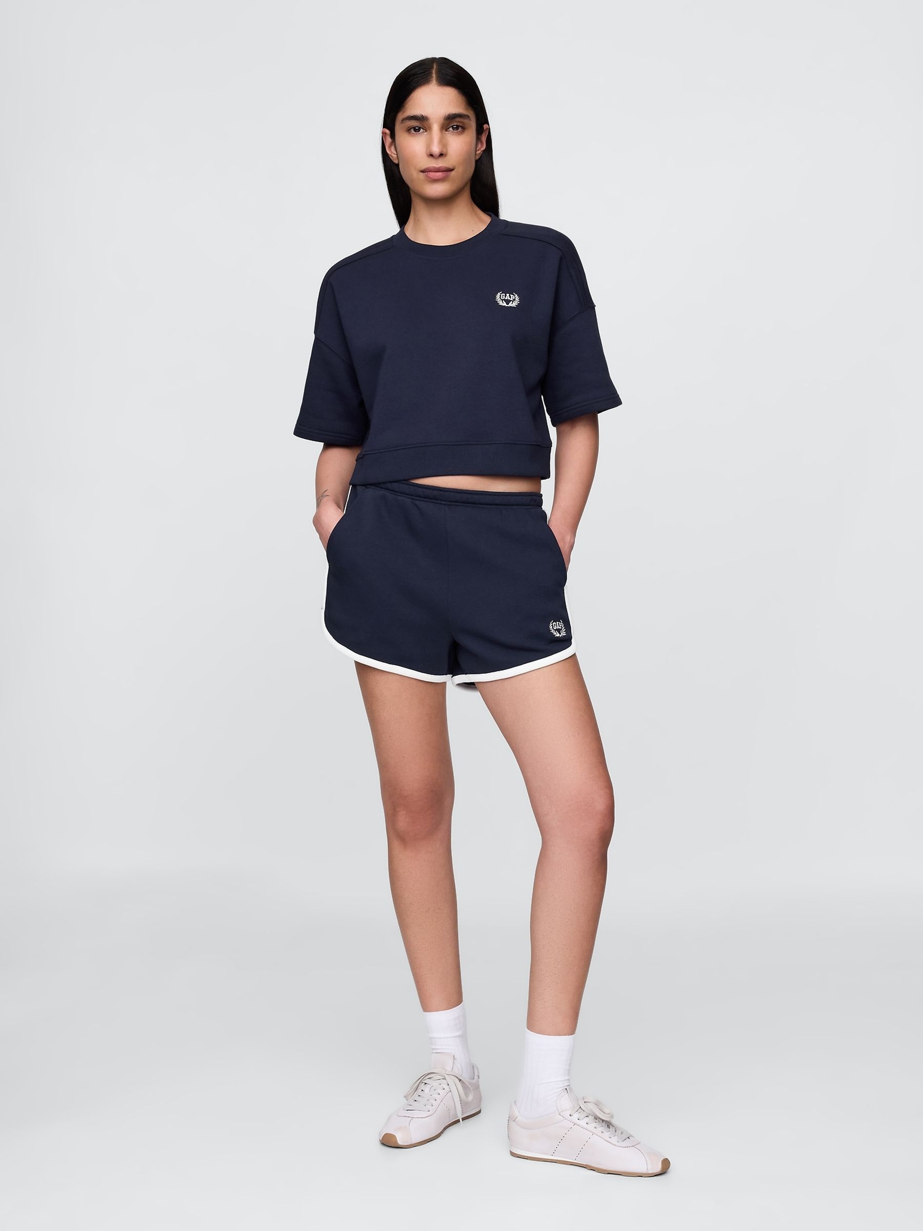 Navy/Blue VintageSoft Logo Dolphin Sweat Shorts - Image 1 of 4
