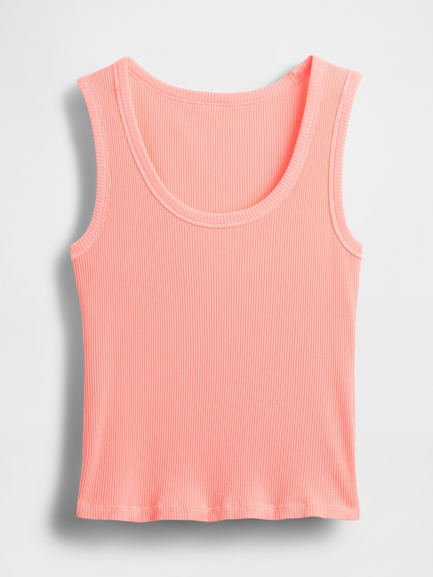 Orange Ribbed Knit Cotton Stretch Scoop Vest - Image 4 of 5