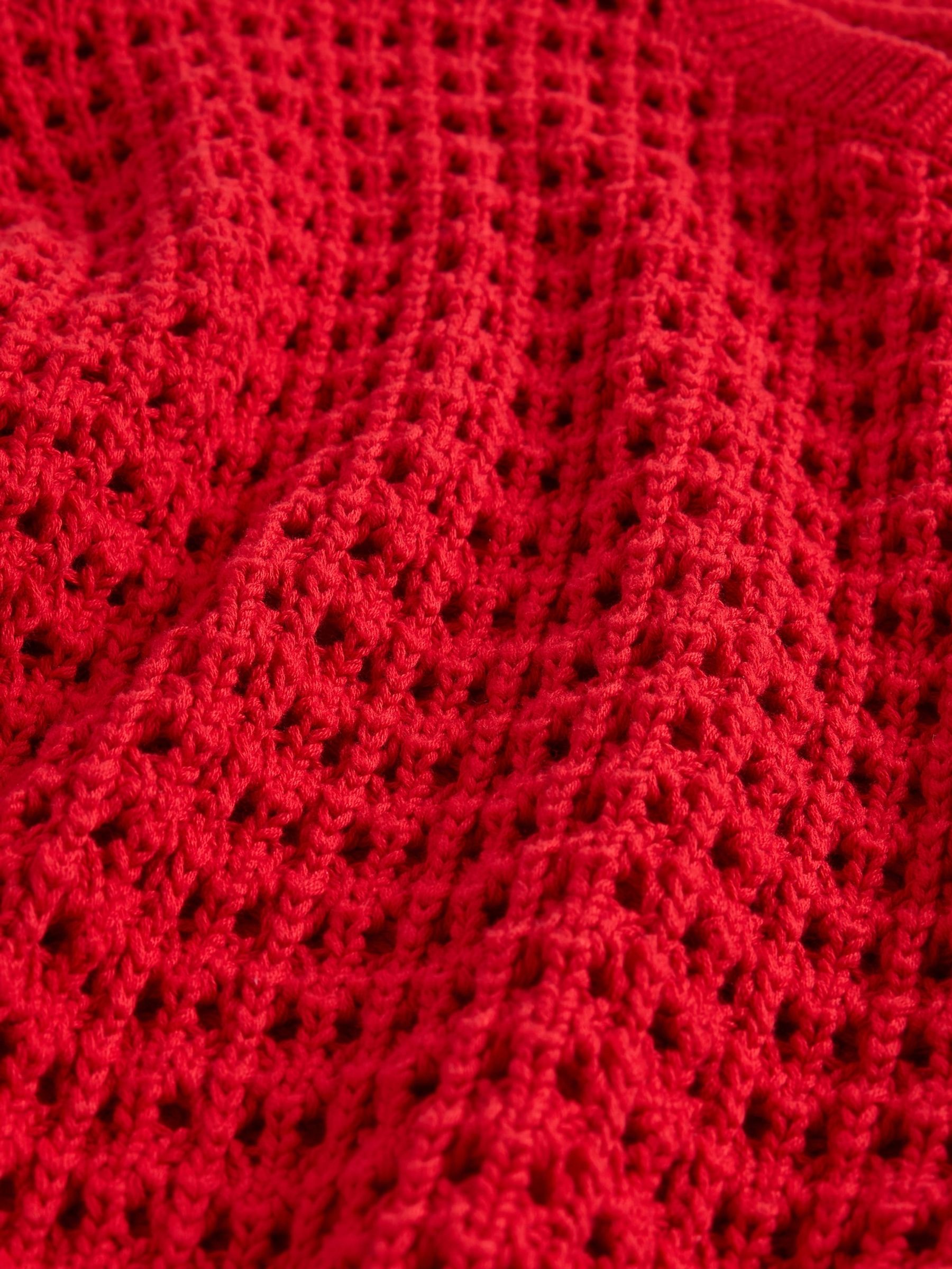 Red Oversized Cotton Crochet Jumper - Image 5 of 5