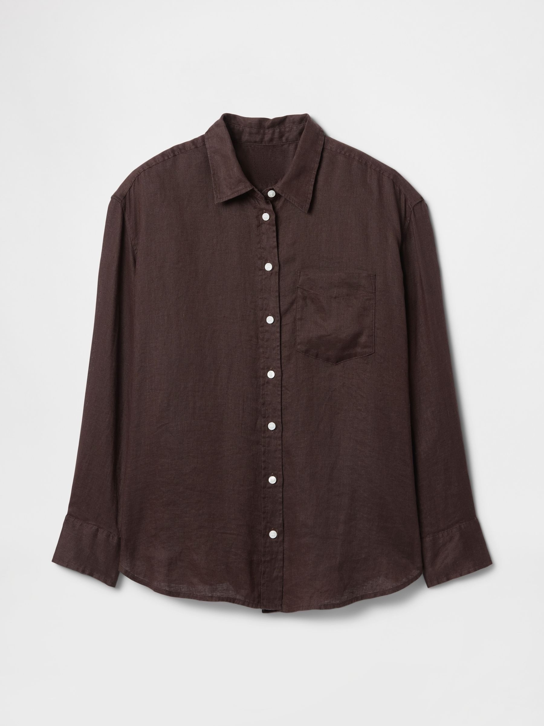 Brown 100% Linen Oversized Shirt - Image 4 of 4