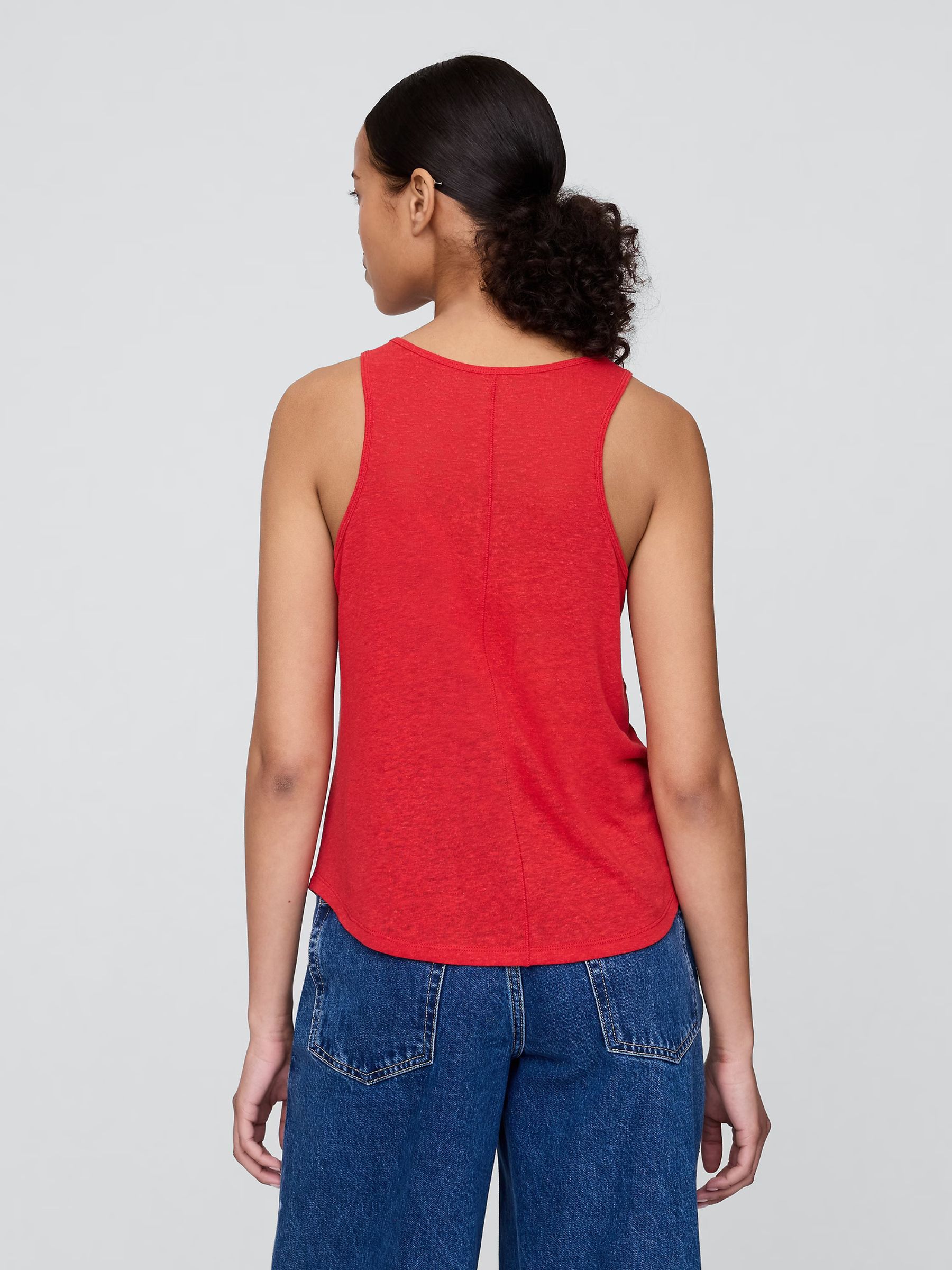 Red Linen-Blend Racerback Vest - Image 2 of 4