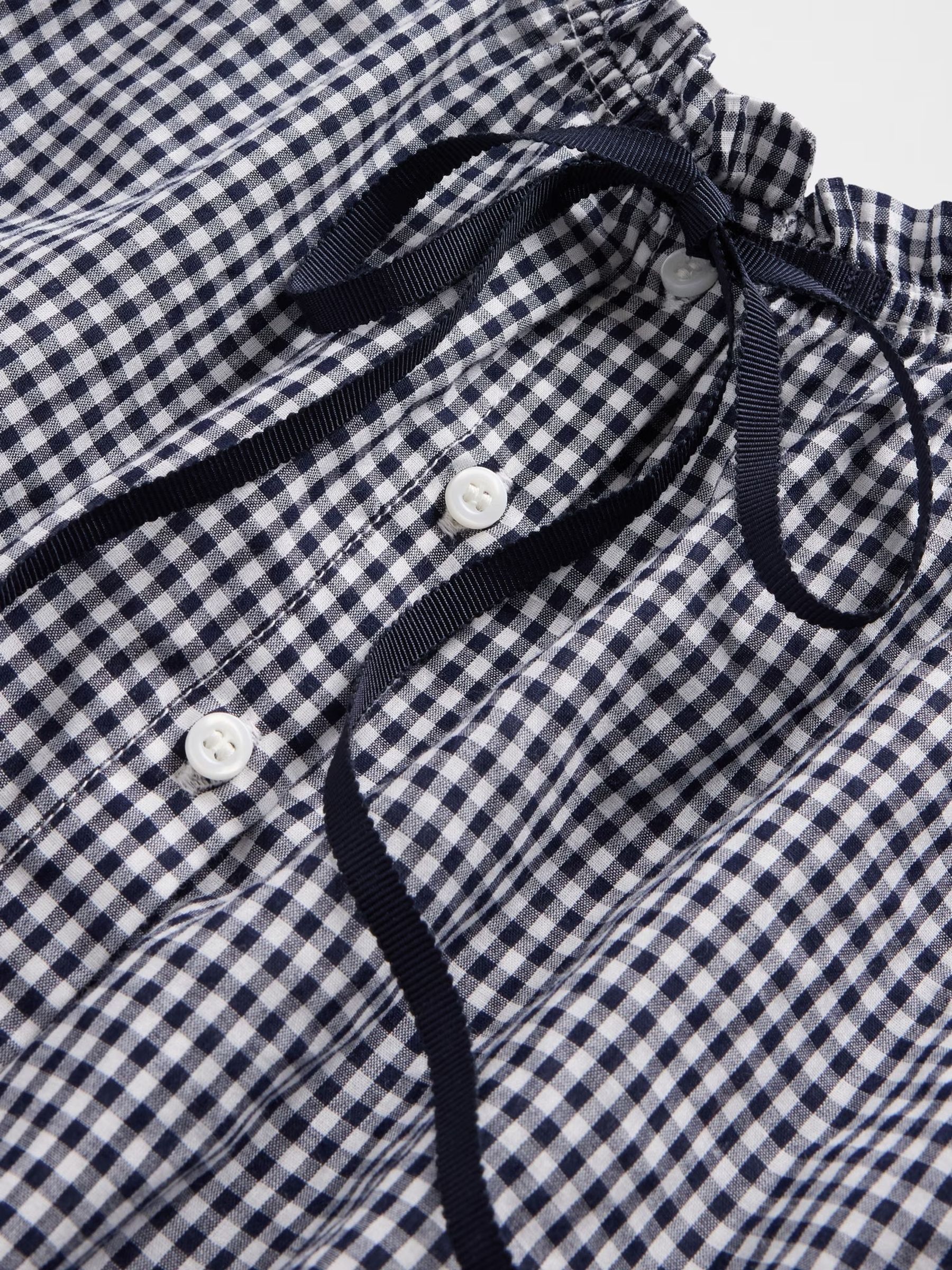 Navy/Blue DÔEN Gingham Cropped Tank Top - Image 6 of 6