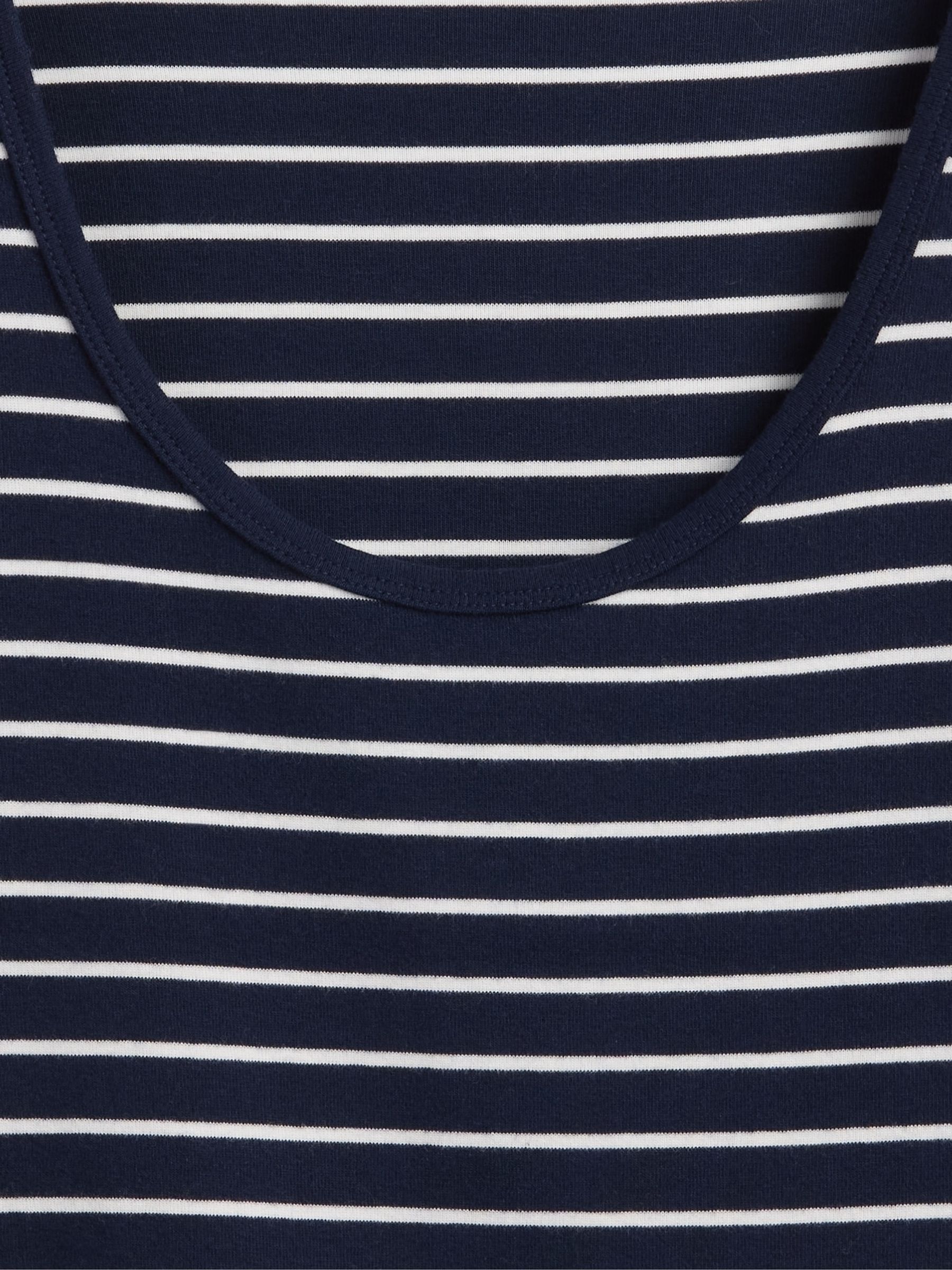 Navy Stripe Modern Cropped Cap-Sleeve T-Shirt - Image 5 of 5