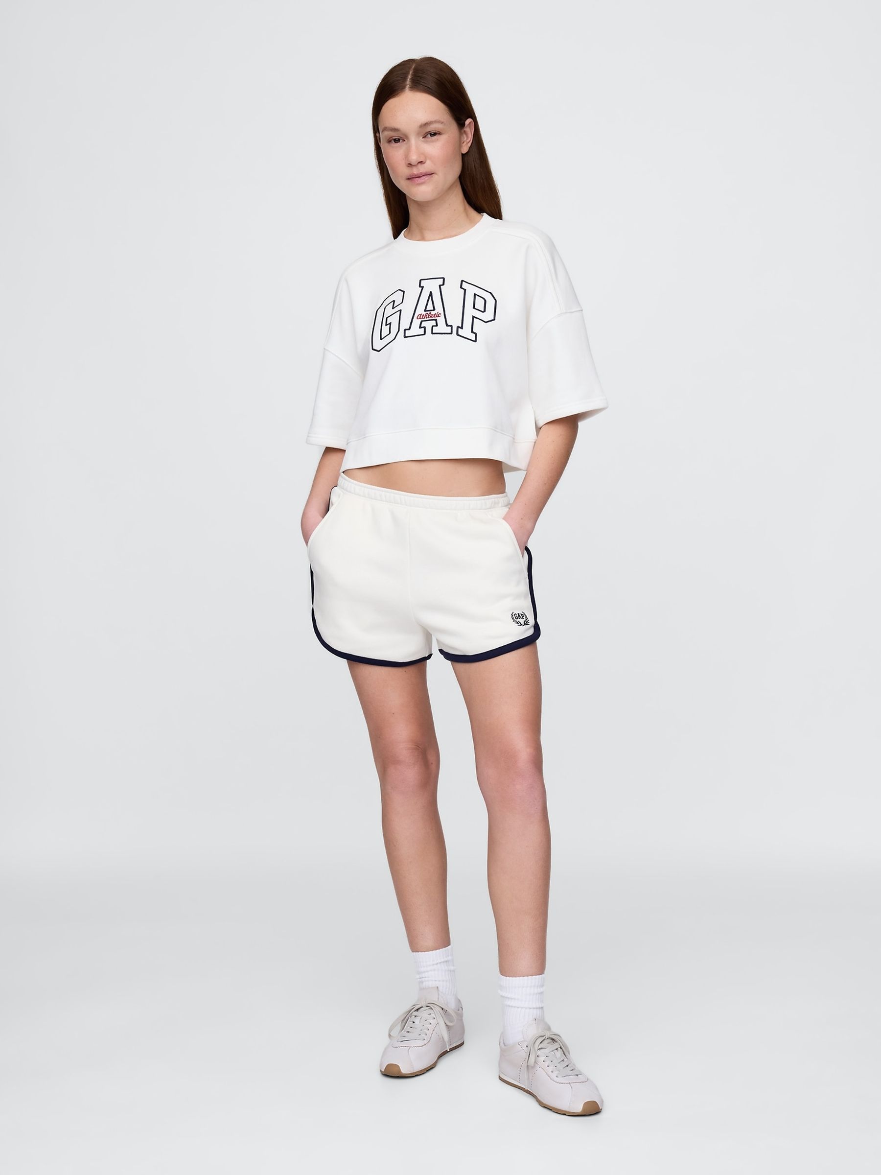 White VintageSoft Logo Dolphin Sweat Shorts - Image 4 of 5