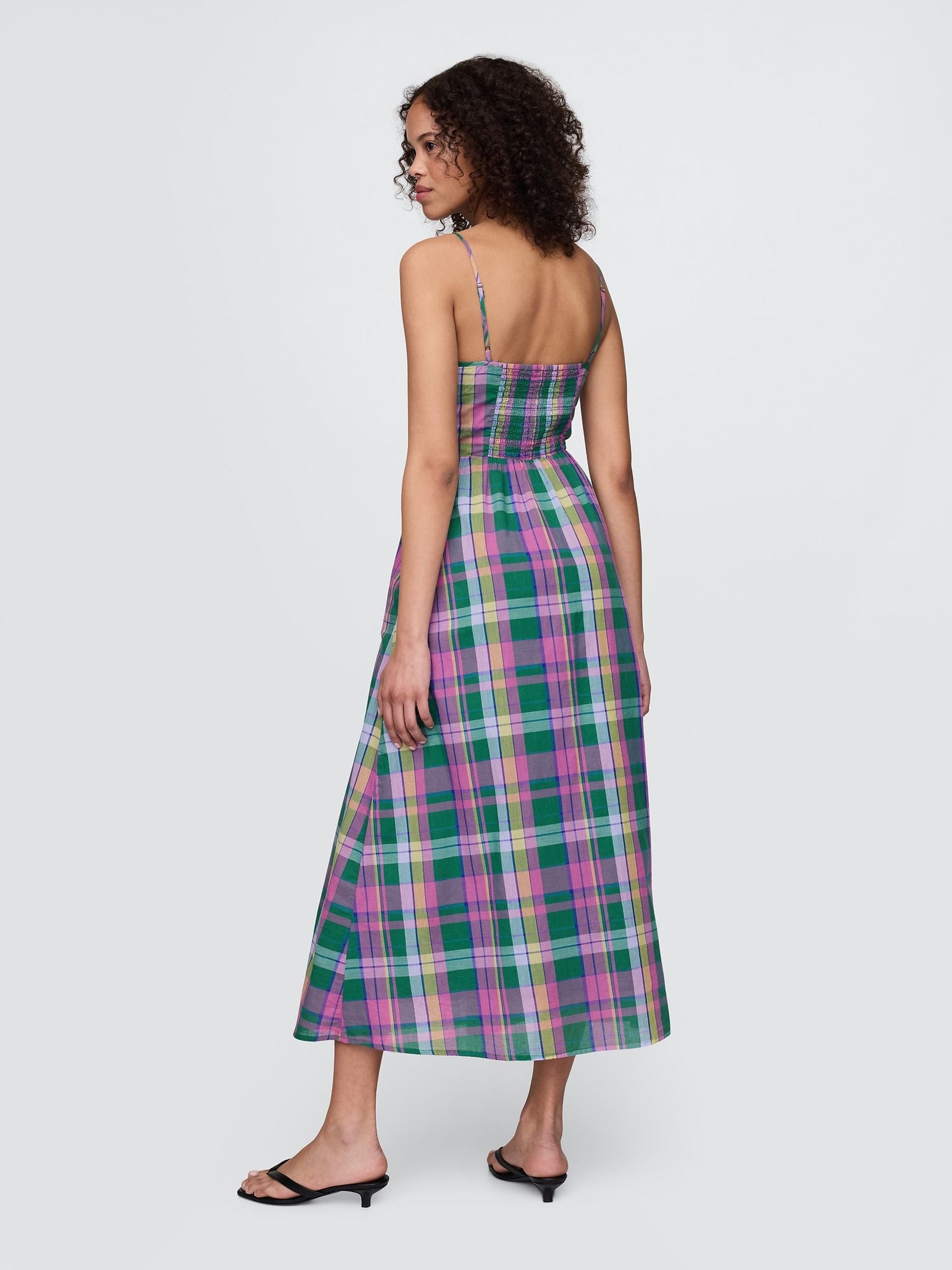 Green Check Drop-Waist Maxi Dress - Image 2 of 5