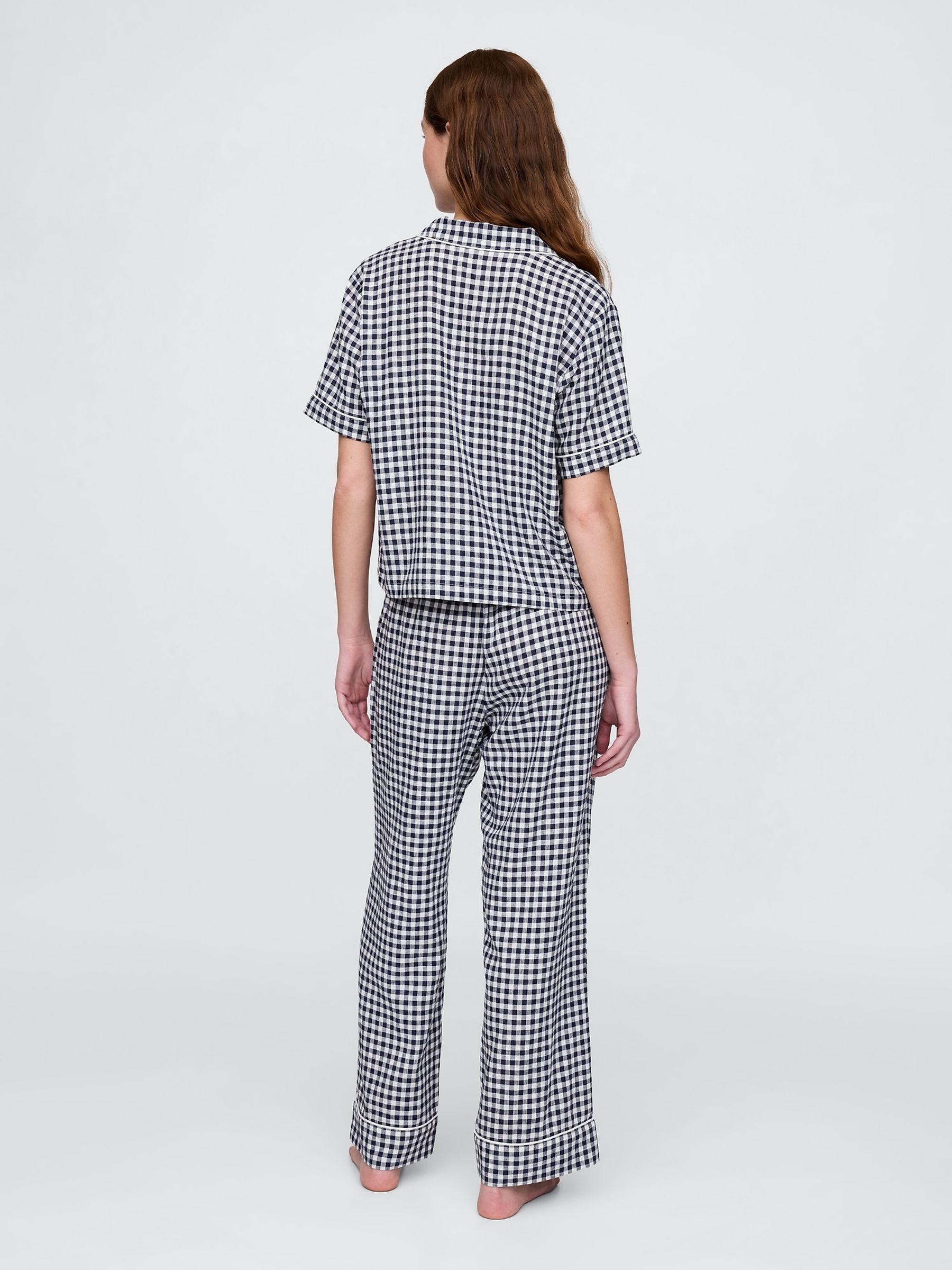 Blue Gingham Trouser Linen Blend Pyjama Bottoms - Image 2 of 3