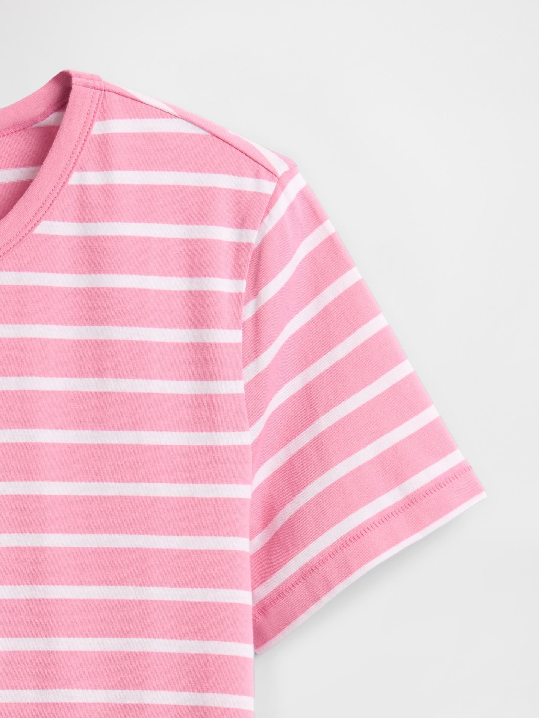 Pink/White Stripe Crew Neck Vintage Short Sleeve T-Shirt - Image 5 of 5