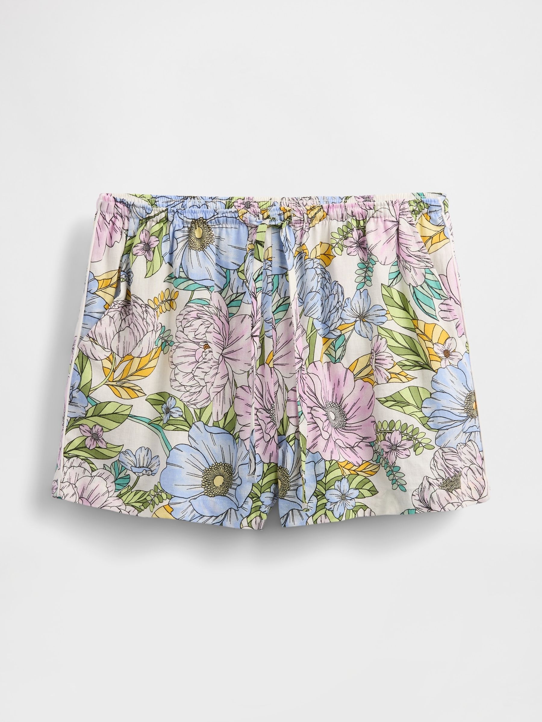 Pink Floral Short Linen Blend Pyjama Bottoms - Image 3 of 3