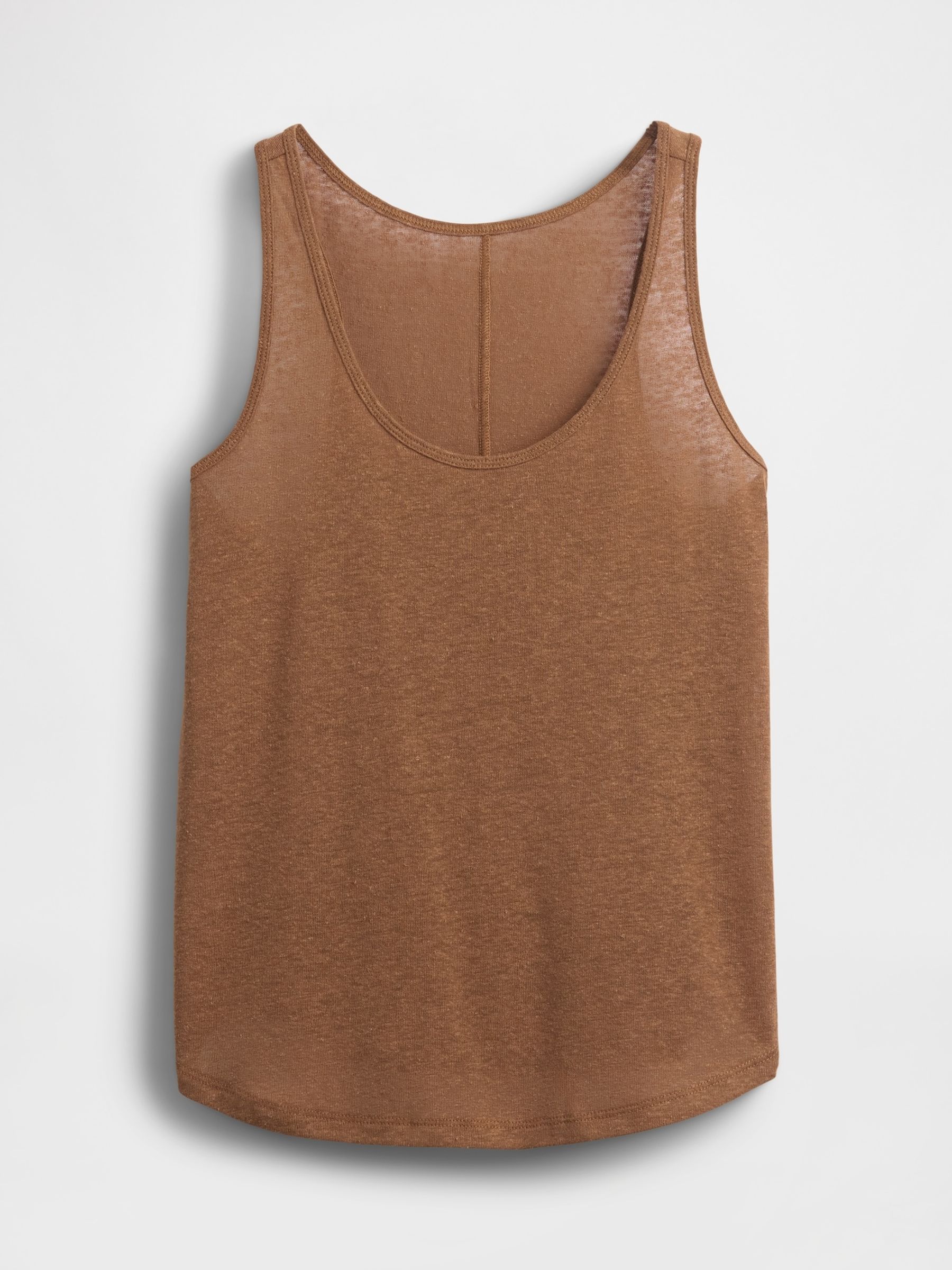 Brown Linen-Blend Racerback Vest - Image 4 of 4