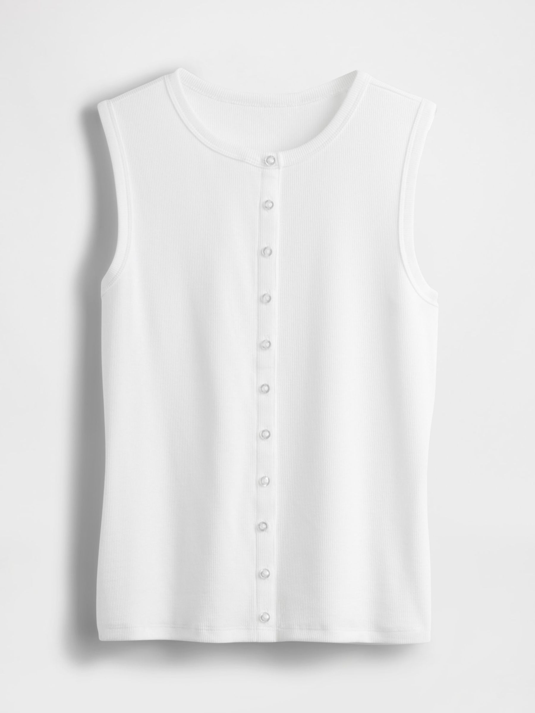 White Cotton-Modal Modern Ribbed Cardigan Vest - Image 5 of 5