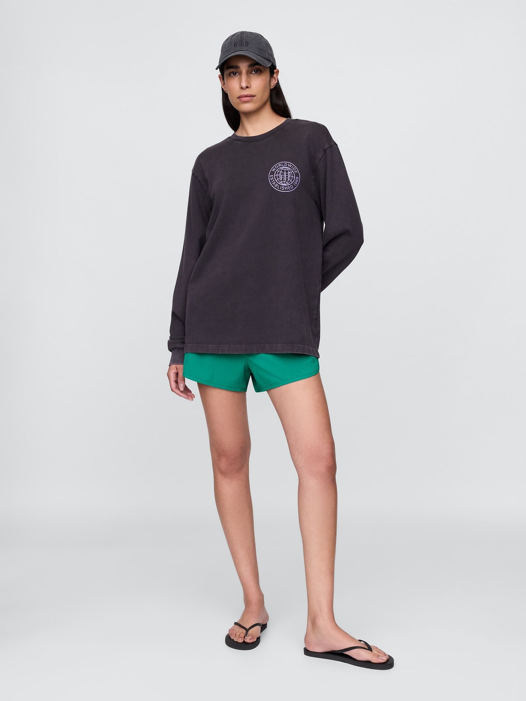 Green High Waisted Running Shorts - Image 1 of 3