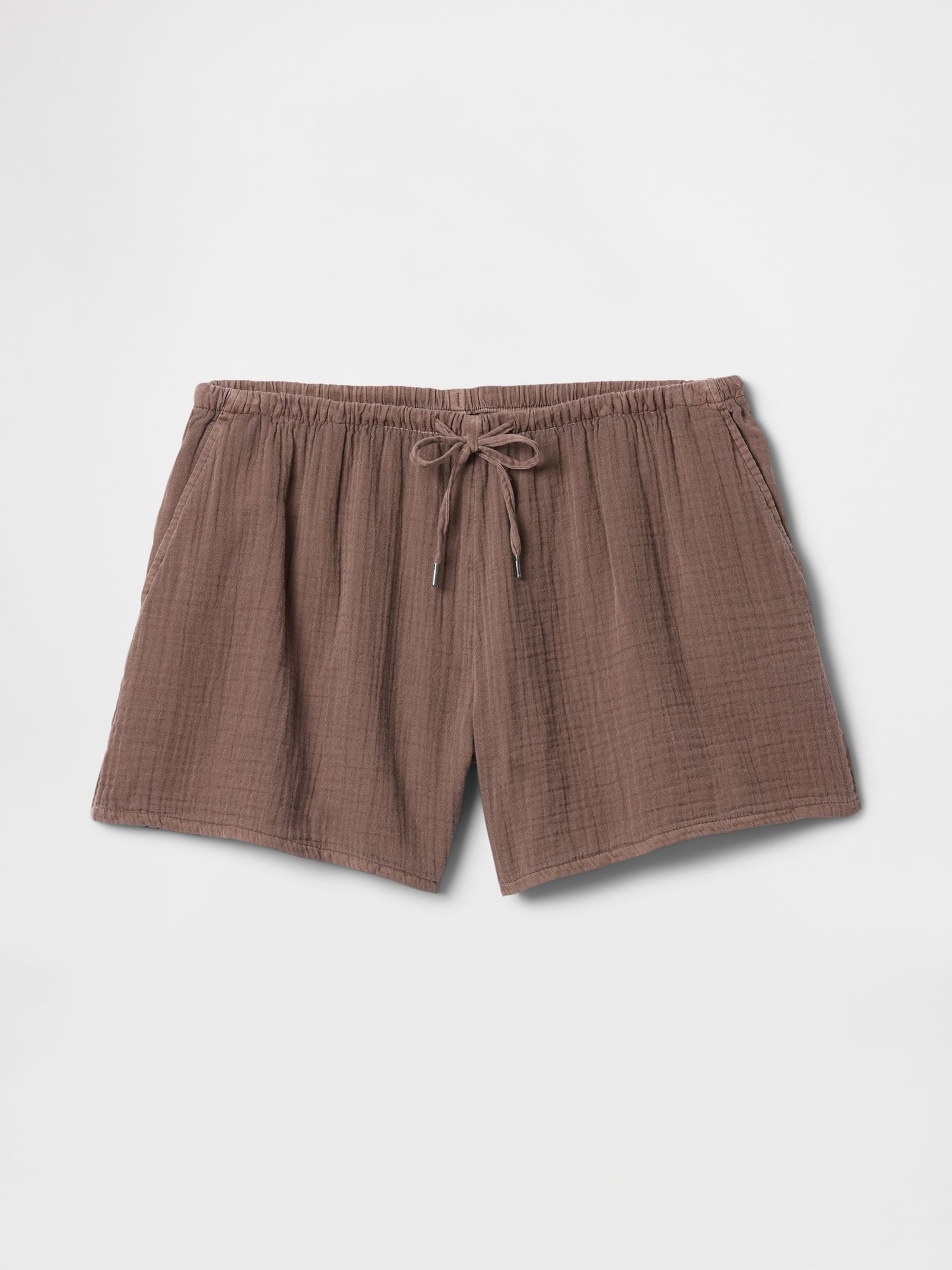 Brown 100% Cotton Crinkle Gauze Easy Shorts - Image 5 of 5