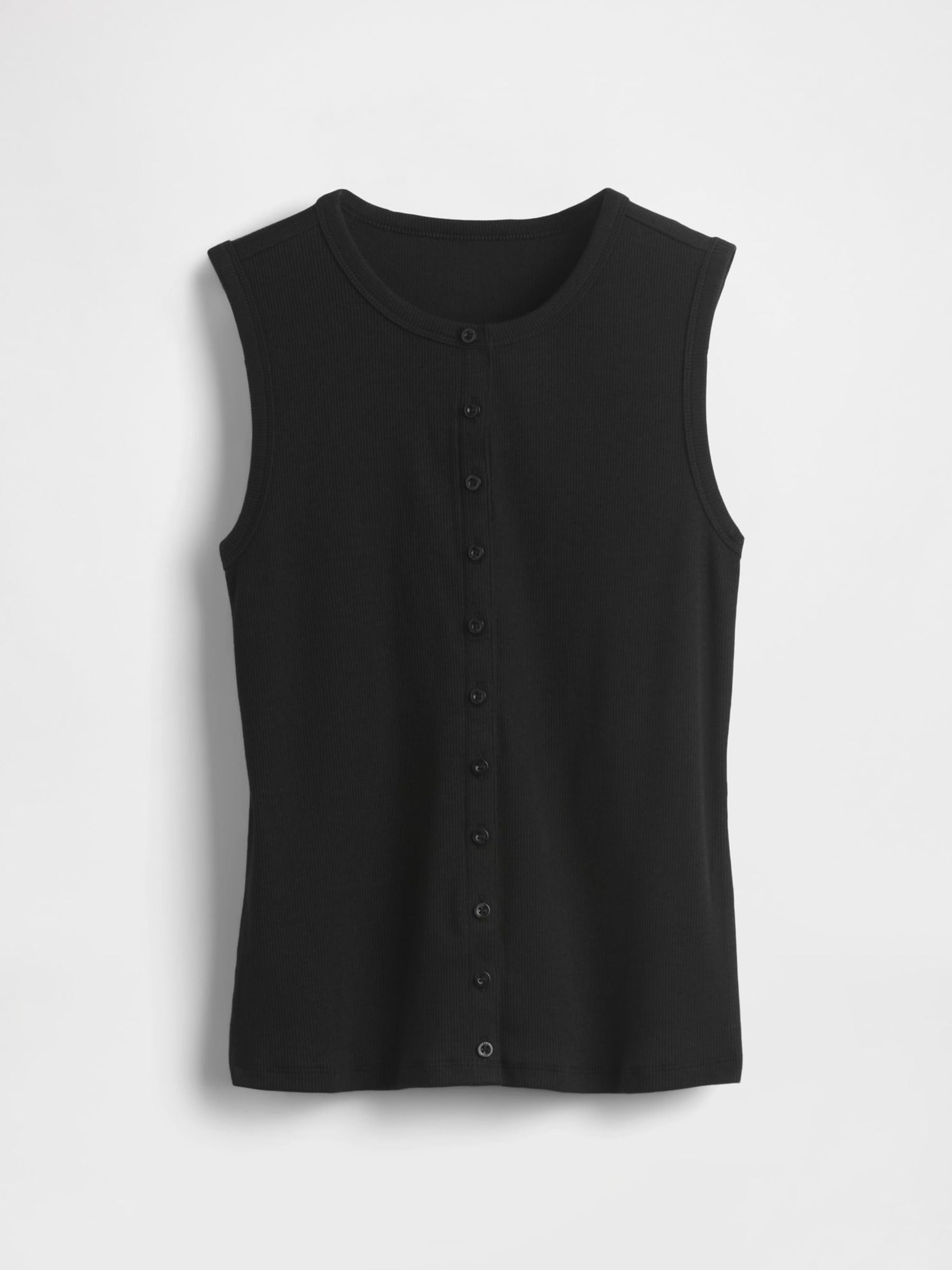 Black Cotton-Modal Modern Ribbed Cardigan Vest - Image 5 of 5