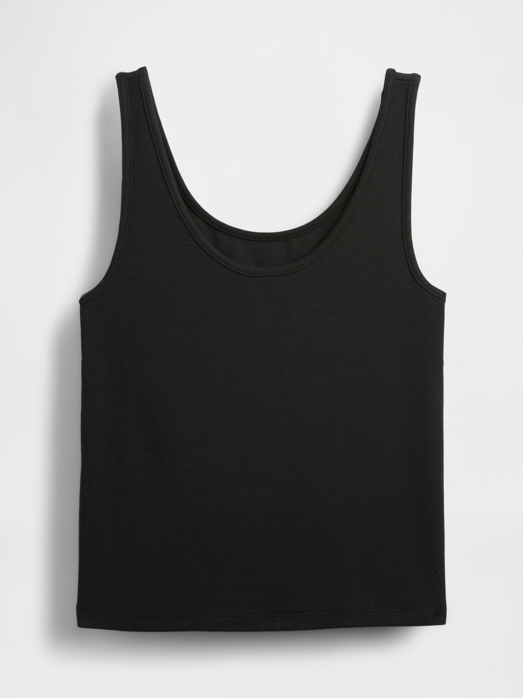 Black Modern Cotton-Modal Scoop Neck Cropped Vest - Image 5 of 5