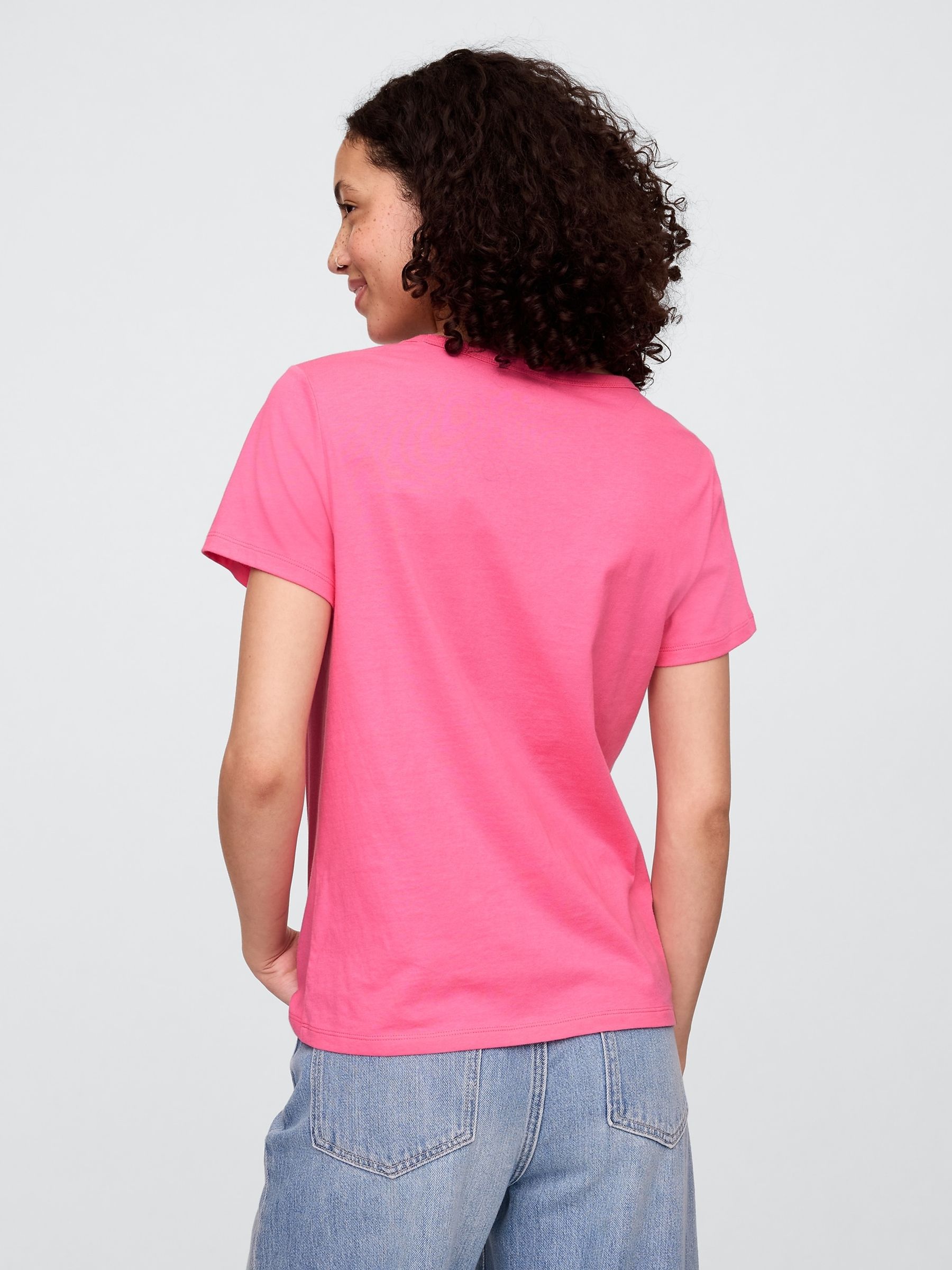 Dark Pink V-Neck Favourite Cotton Short Sleeve T-Shirt - Image 2 of 5