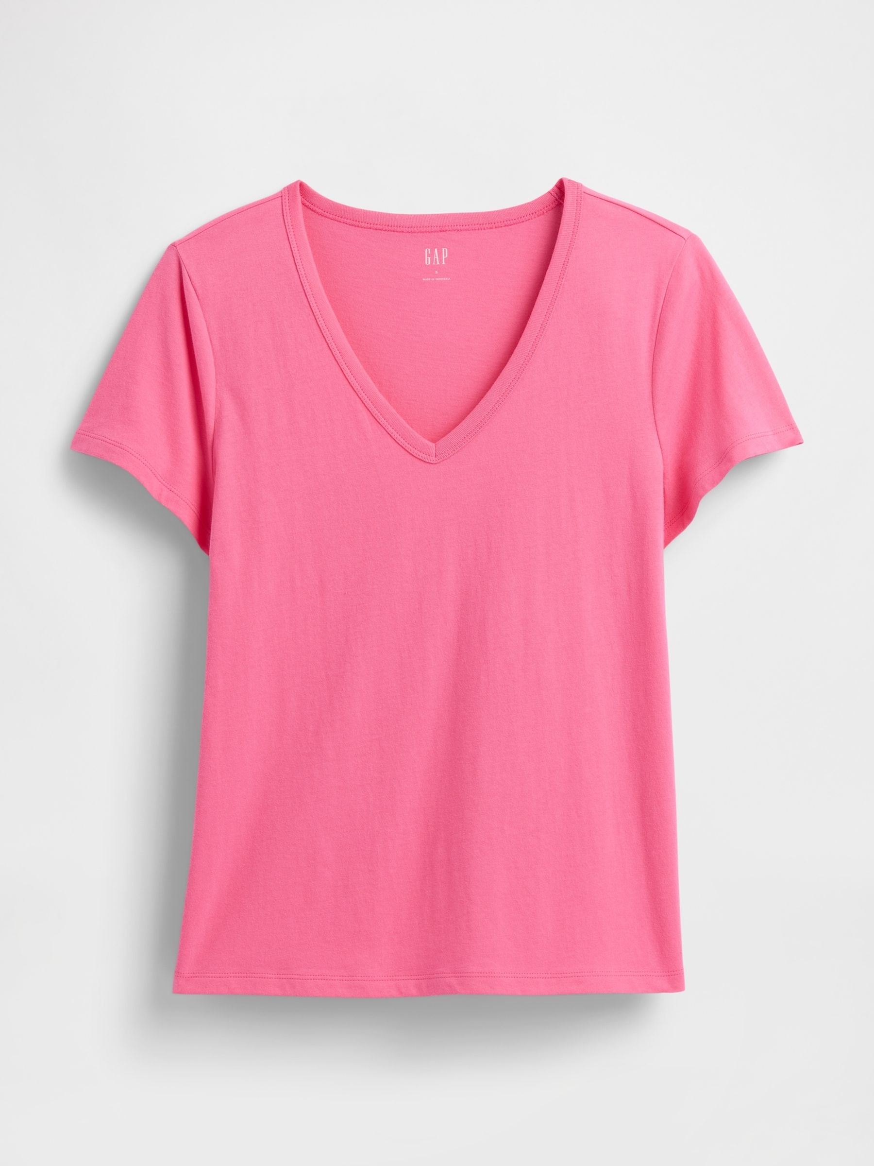 Dark Pink V-Neck Favourite Cotton Short Sleeve T-Shirt - Image 5 of 5