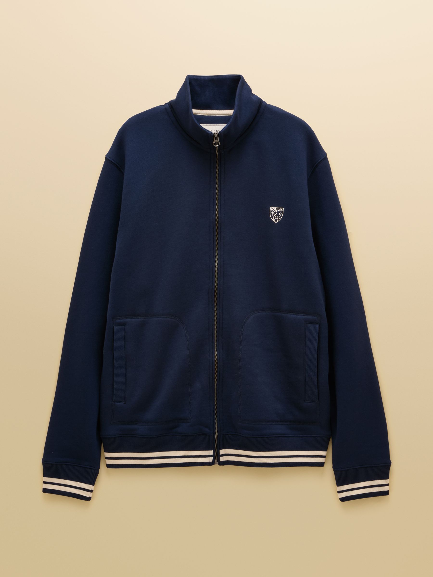 Navy Brushed Cotton Zip Through Track Sweatshirt - Image 10 of 10 Navy Brushed Cotton Zip Through Track Sweatshirt - Image 10 of 10