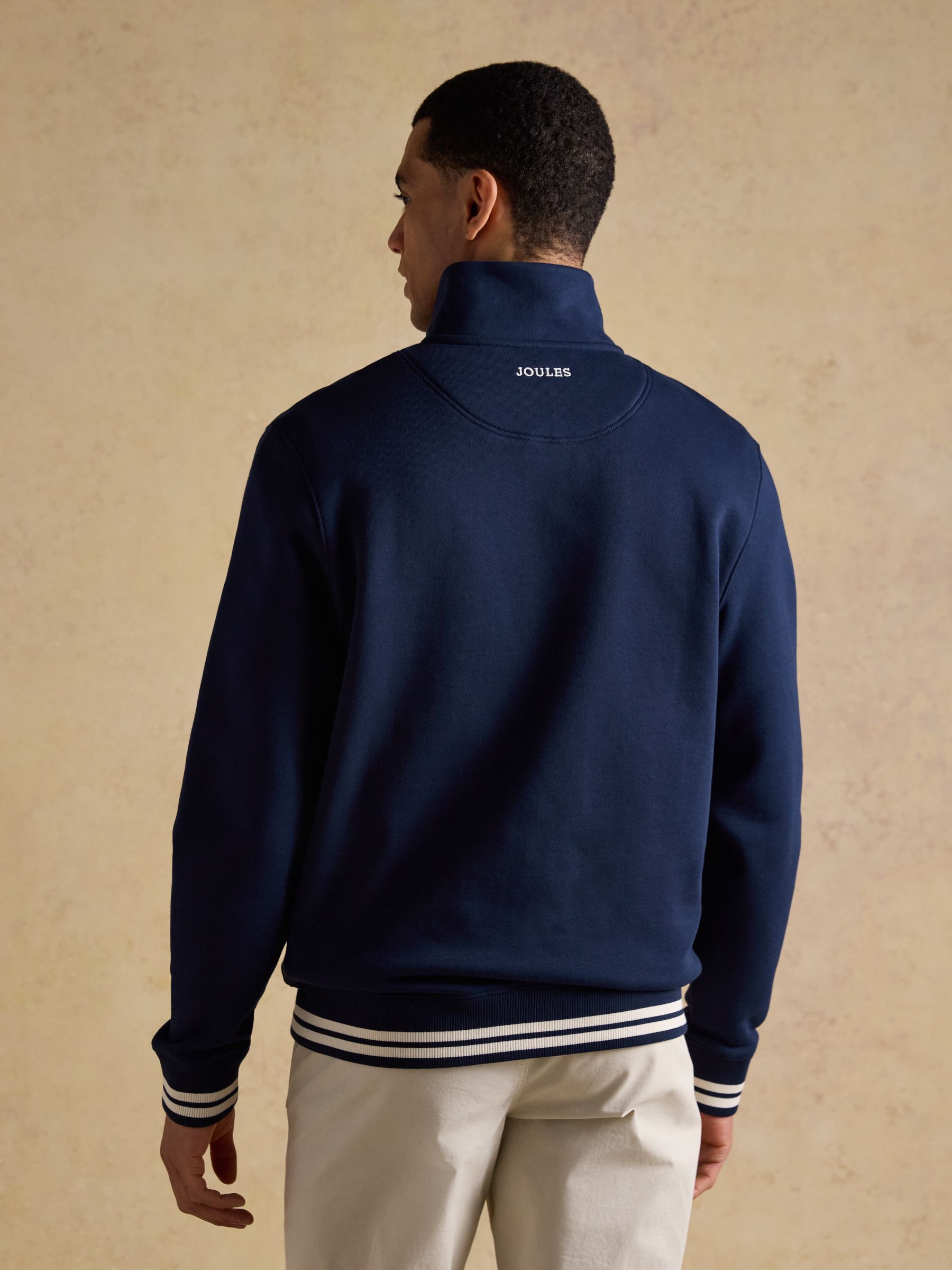 Navy Brushed Cotton Zip Through Track Sweatshirt - Image 2 of 10
