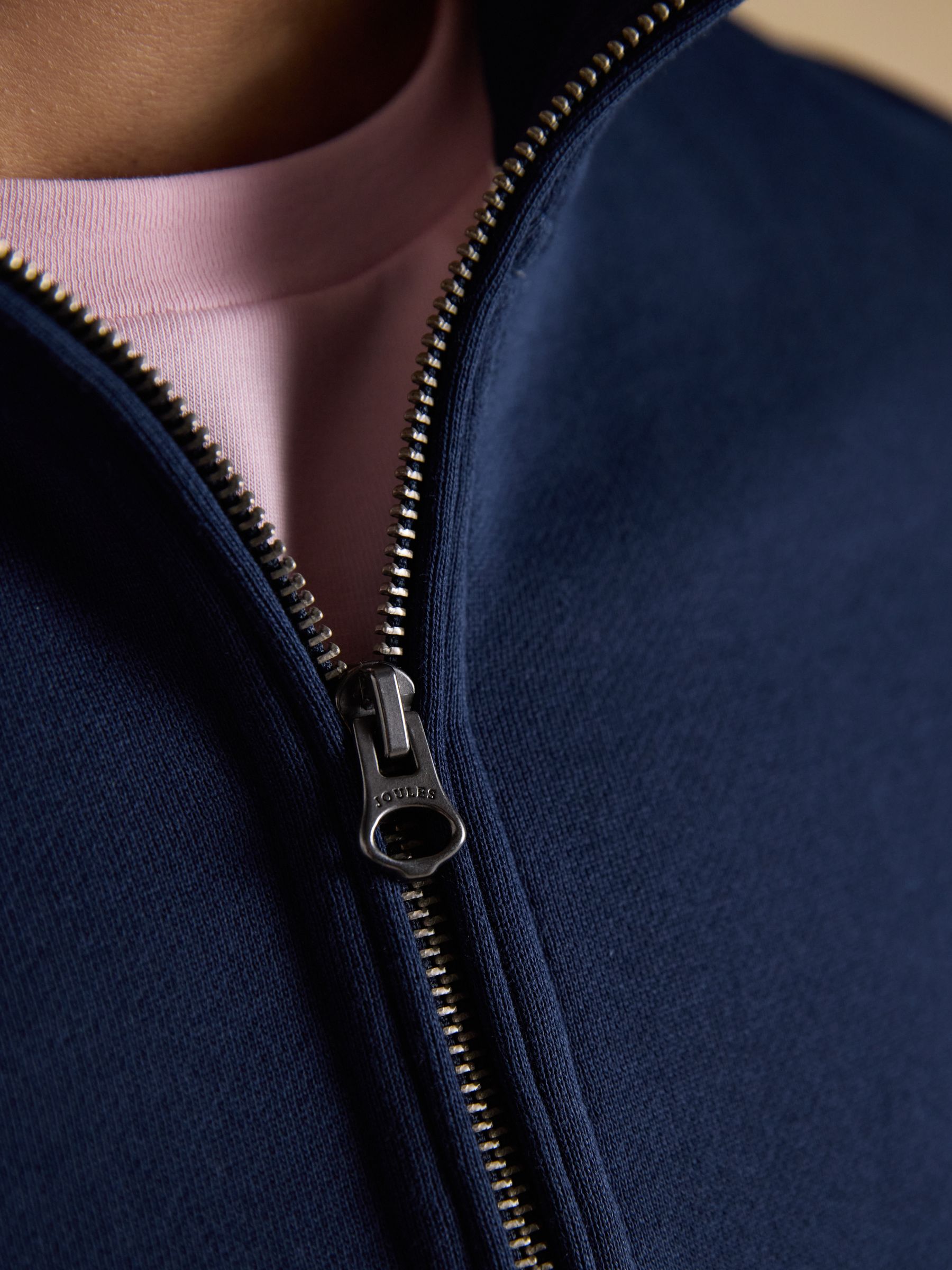 Navy Brushed Cotton Zip Through Track Sweatshirt - Image 4 of 10