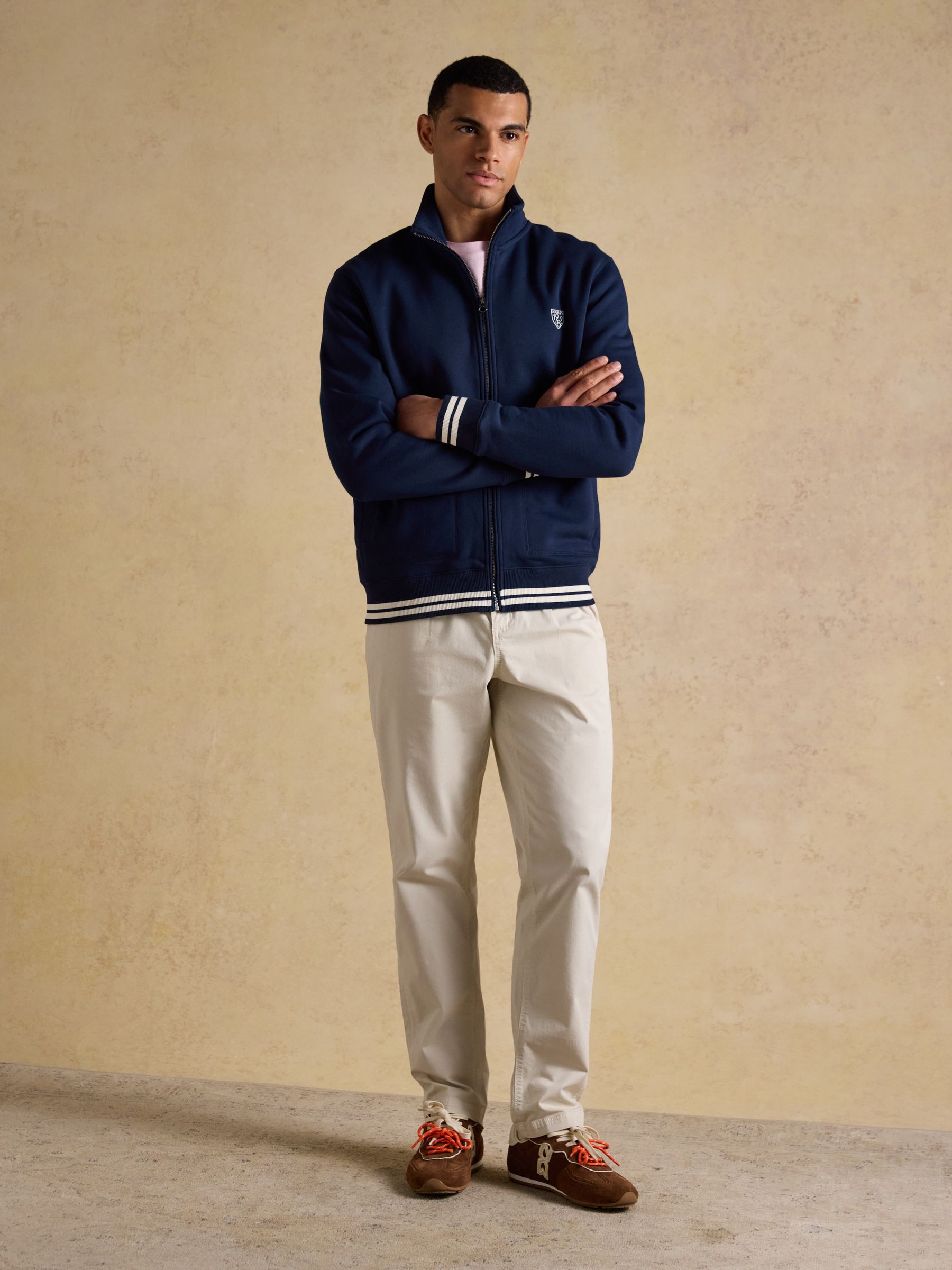 Navy Brushed Cotton Zip Through Track Sweatshirt - Image 5 of 10