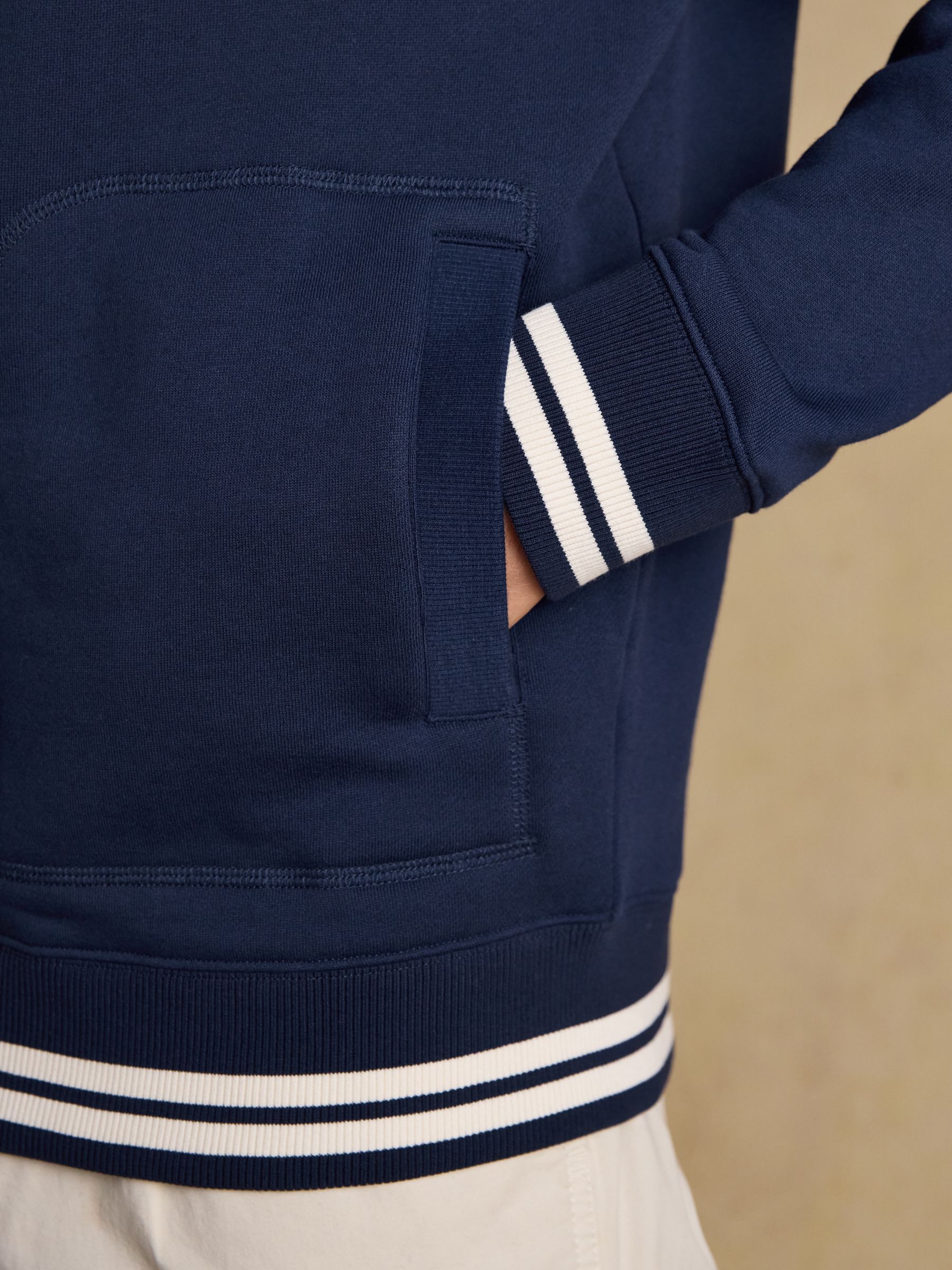 Navy Brushed Cotton Zip Through Track Sweatshirt - Image 8 of 10