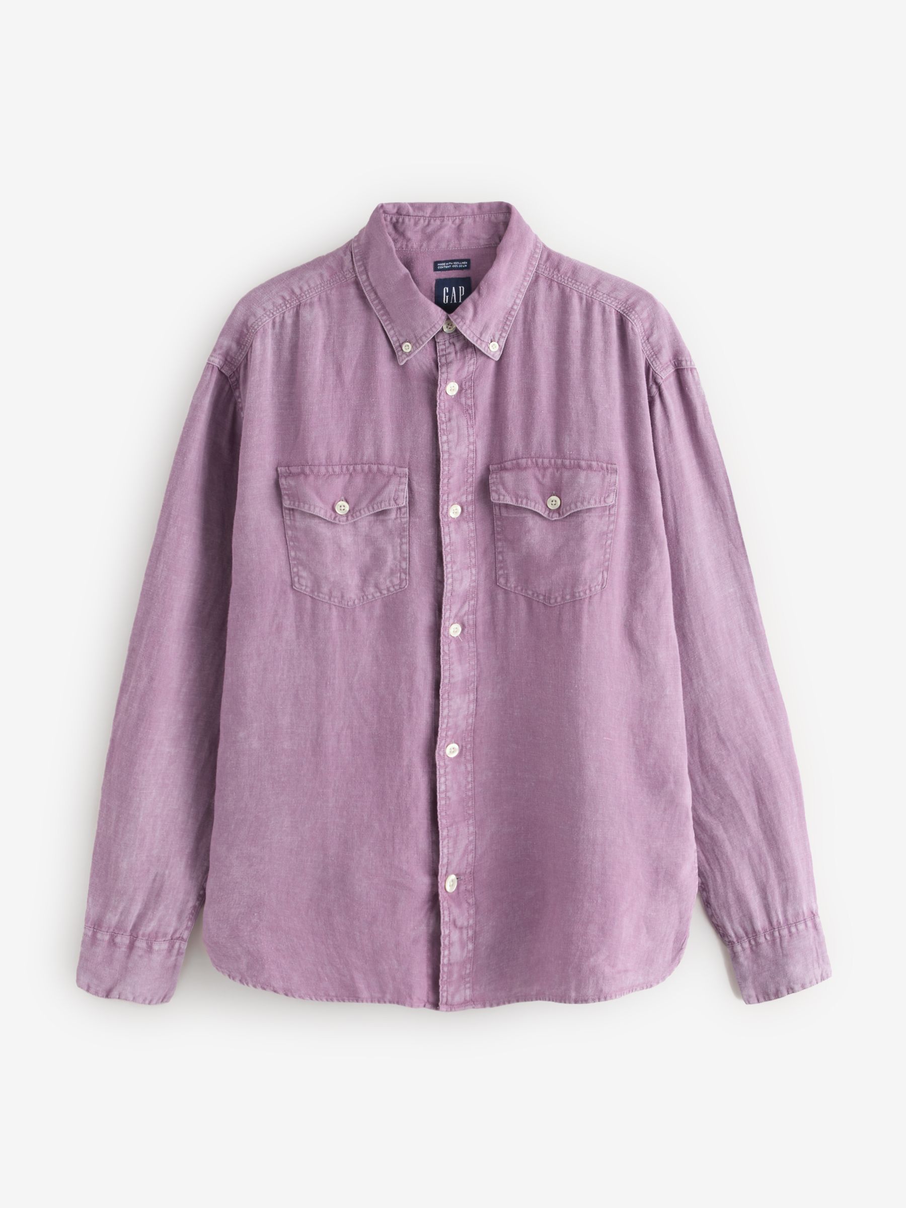 Purple 100% Linen Classic Shirt - Image 1 of 5
