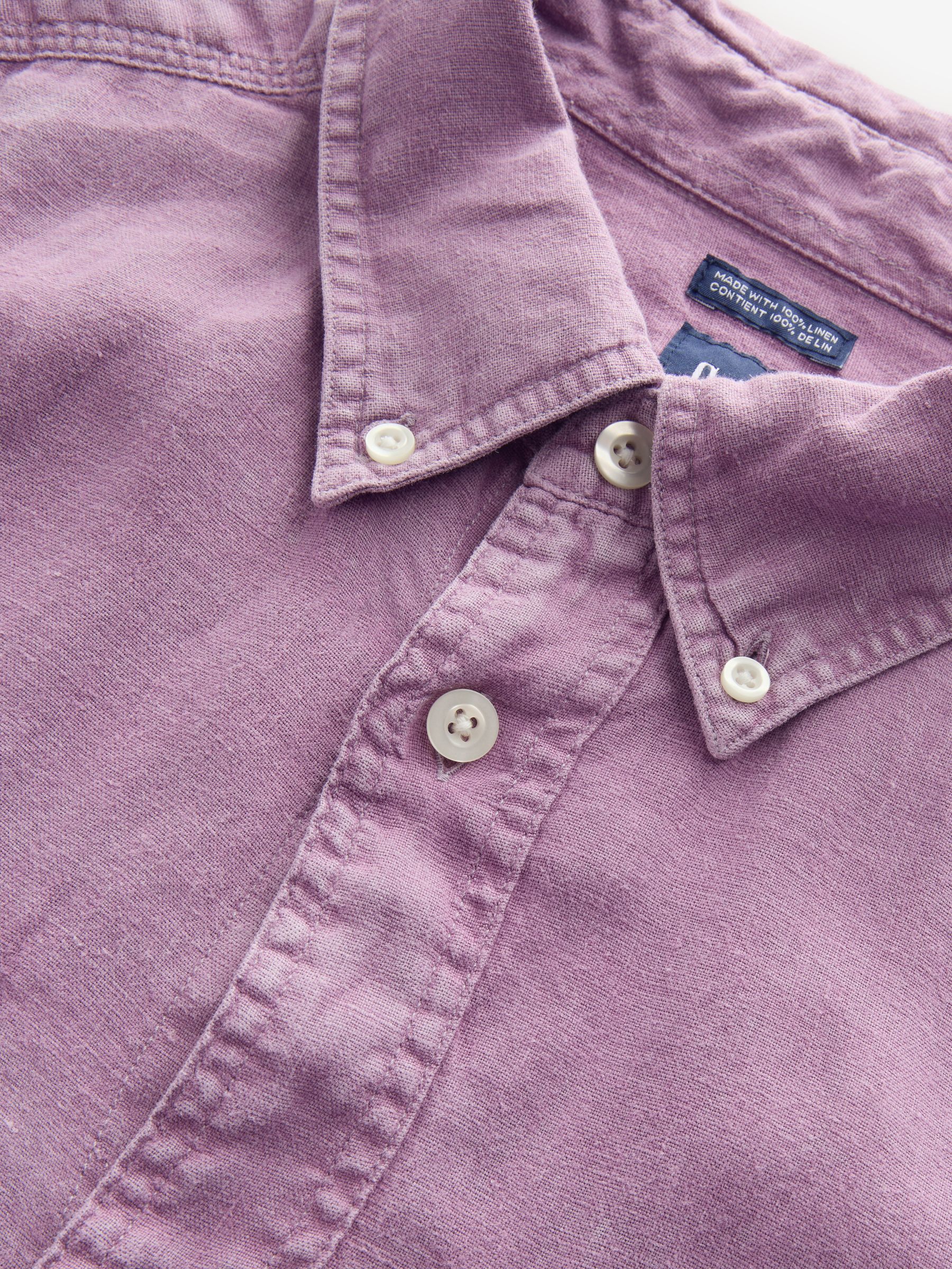 Purple 100% Linen Classic Shirt - Image 3 of 5