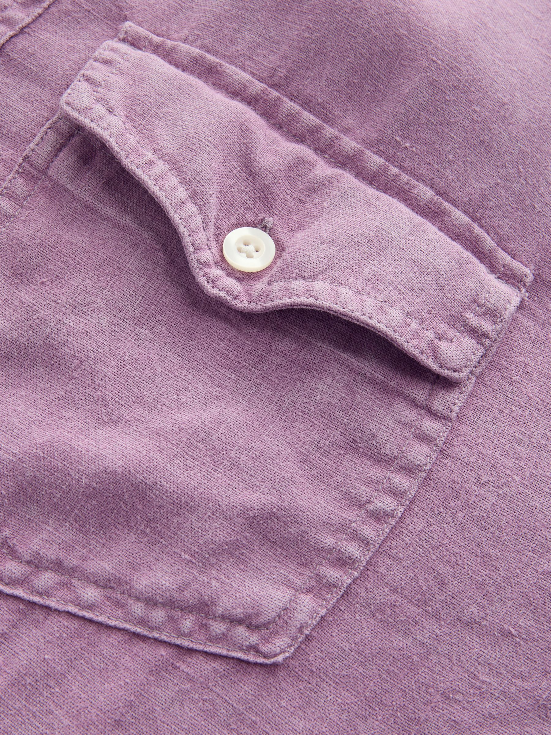 Purple 100% Linen Classic Shirt - Image 4 of 5