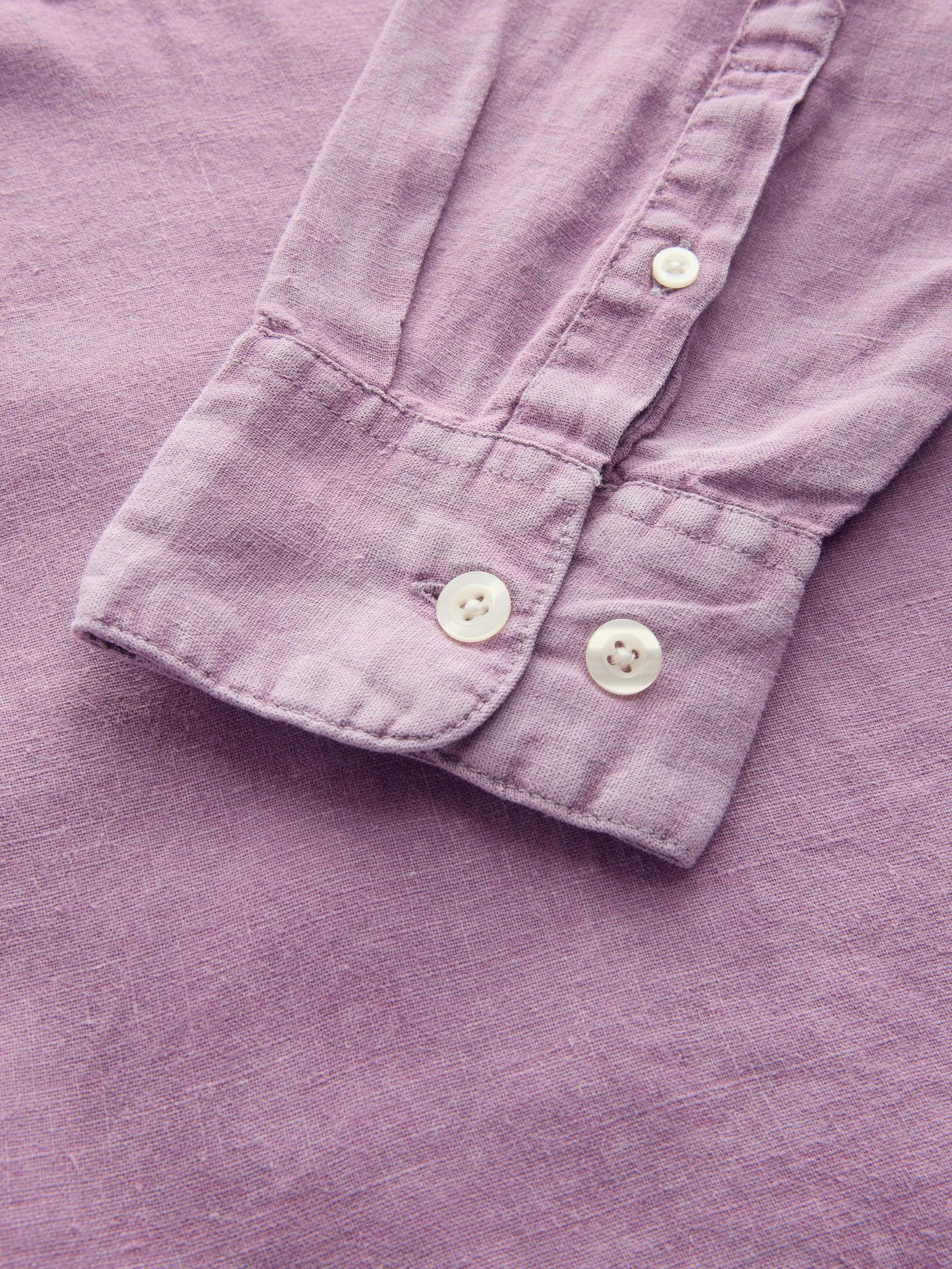 Purple 100% Linen Classic Shirt - Image 5 of 5