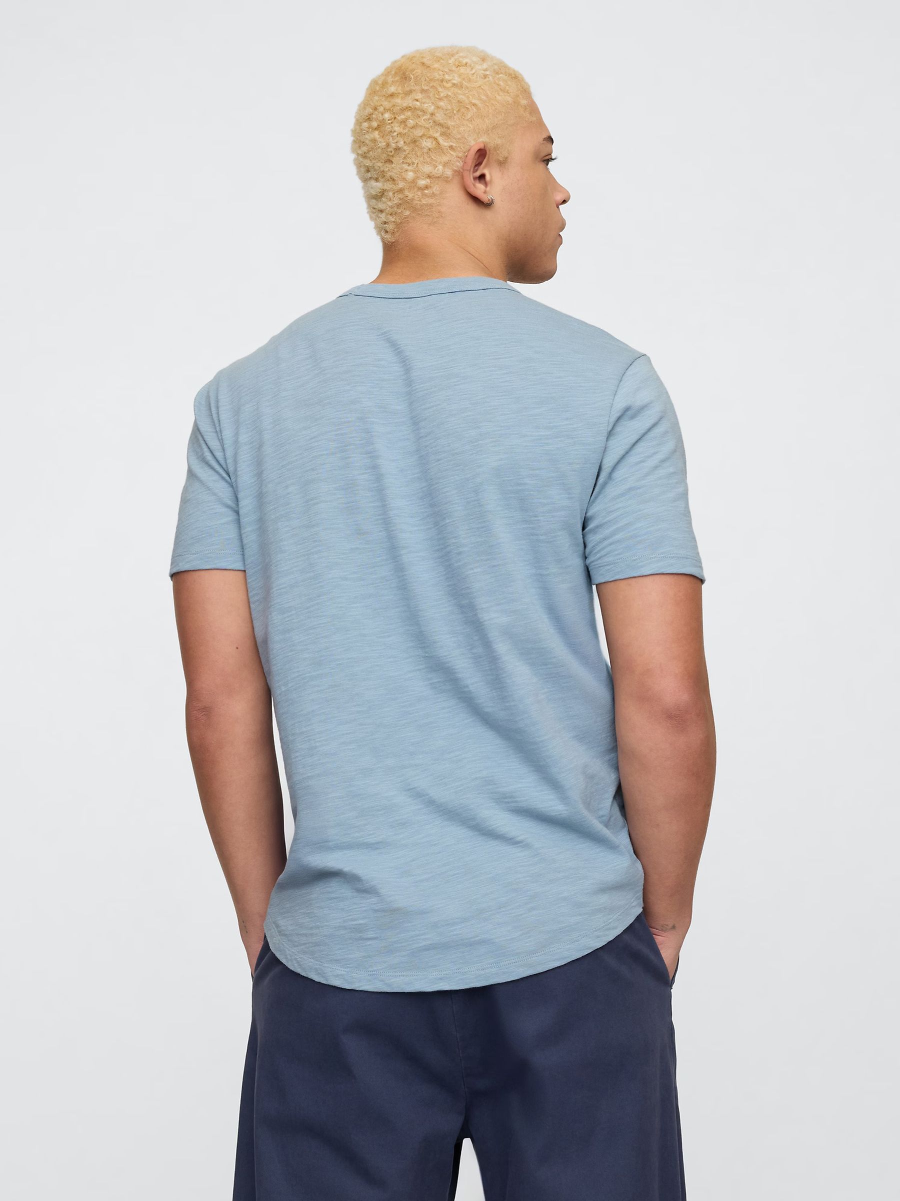 Blue Slub Curved Hem Short Sleeve T-Shirt - Image 2 of 5