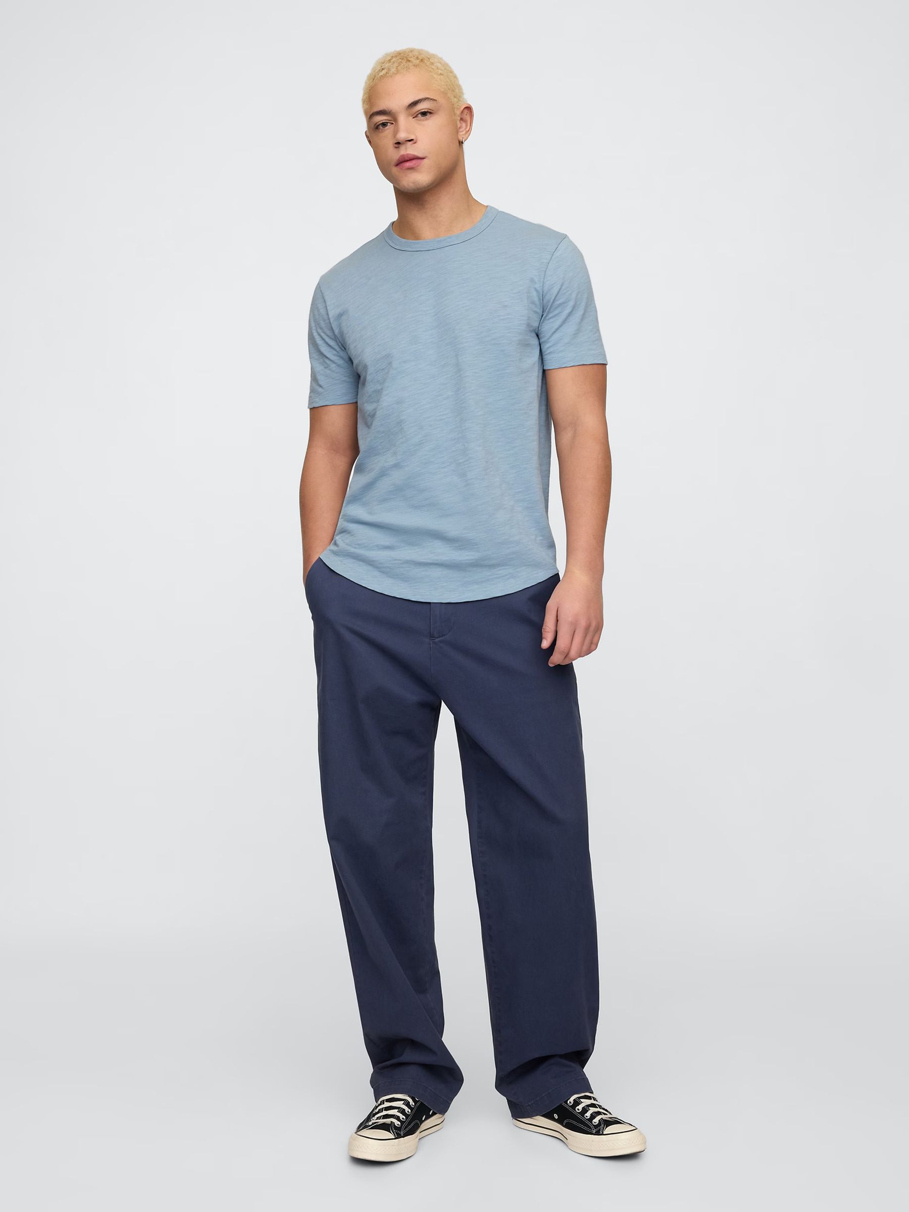 Blue Slub Curved Hem Short Sleeve T-Shirt - Image 3 of 5