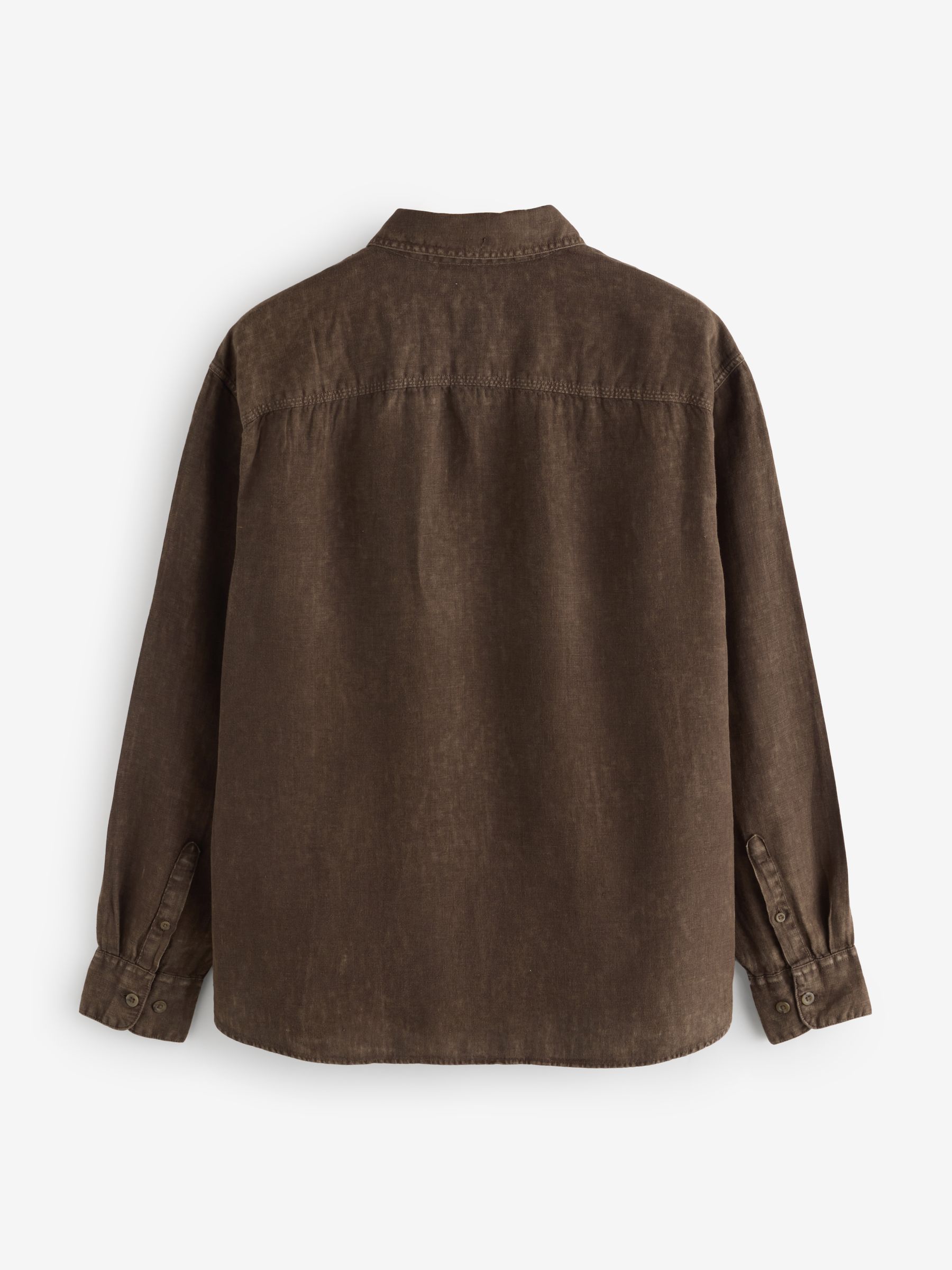 Brown 100% Linen Classic Shirt - Image 2 of 5