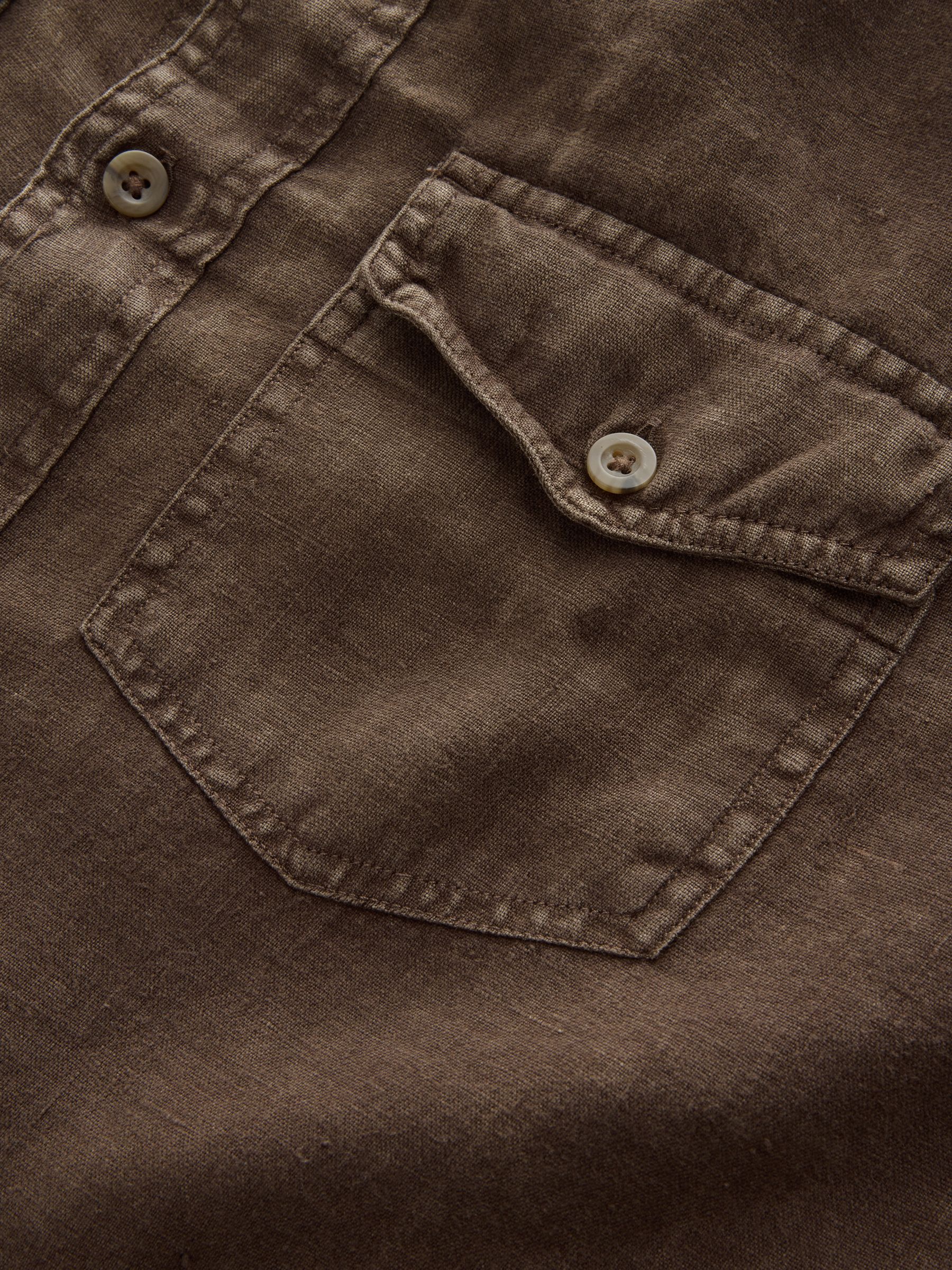 Brown 100% Linen Classic Shirt - Image 4 of 5