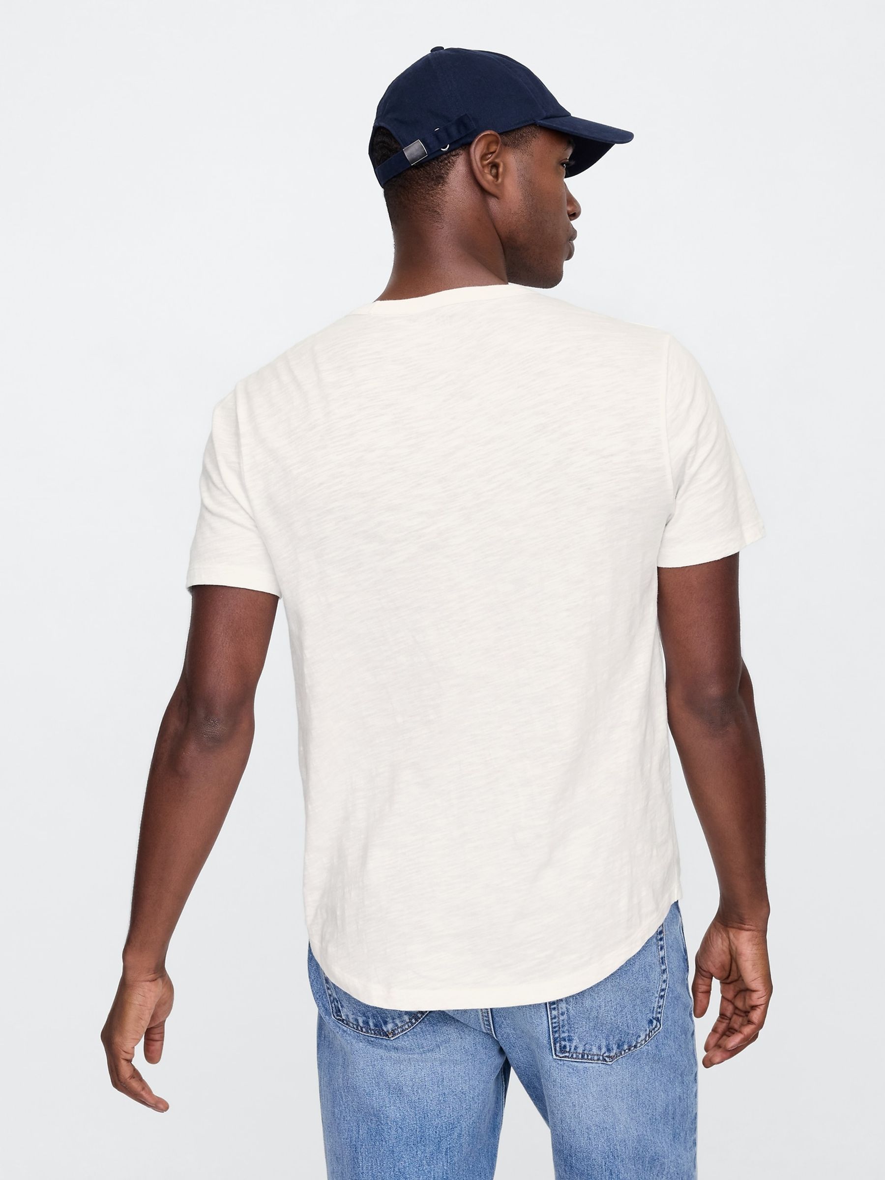 White Slub Curved Hem Short Sleeve T-Shirt - Image 2 of 4
